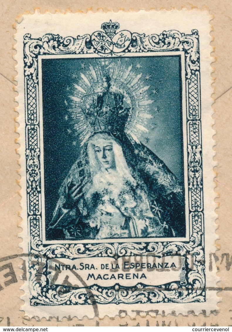 ESPAGNE - Env 1935 Avec Vignette Au Dos "Ntra. Sra. De La Esperanza Macarena" - Covers & Documents
