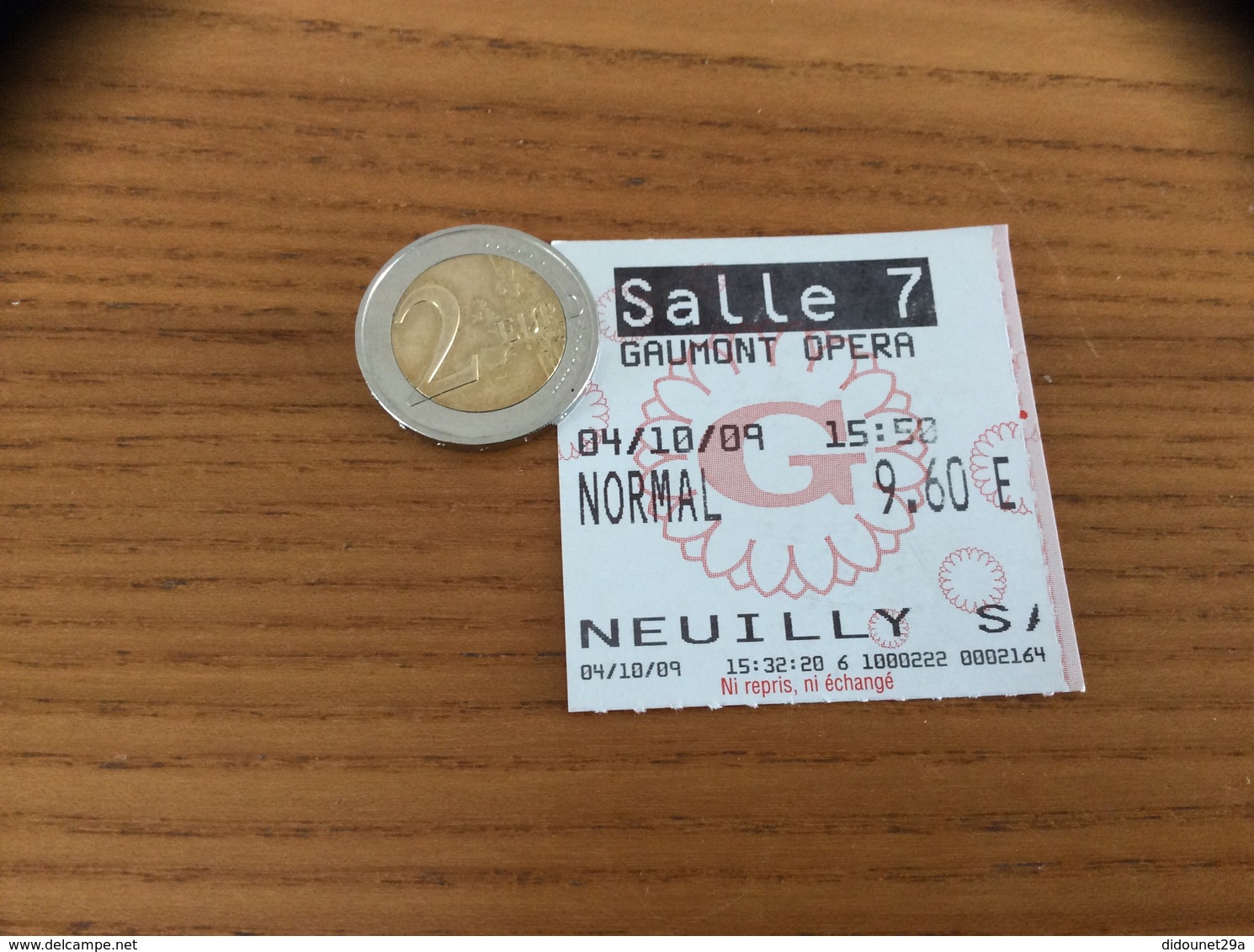 Ticket De Cinéma SALLE 7 GAUMONT OPERA (75) "NEUILLY S" / Dos G (Gaumont) - Toegangskaarten