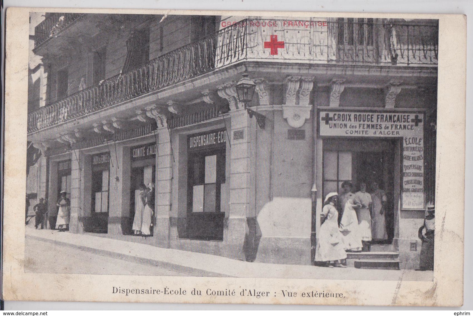 ALGER Dispensaire-Ecole Vue Extérieure Croix-Rouge Française Union Des Femmes De France Infirmière Algérie Grande Guerre - Alger