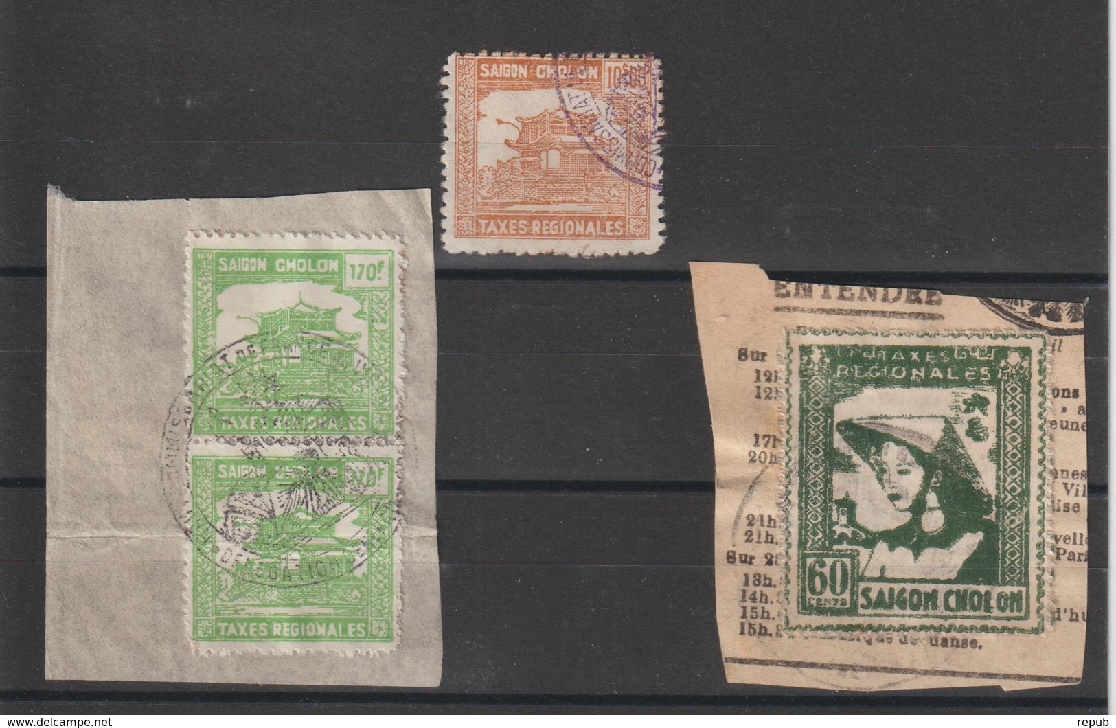 Indochine Lot De Timbres Fiscaux Taxe Régionales - Andere & Zonder Classificatie