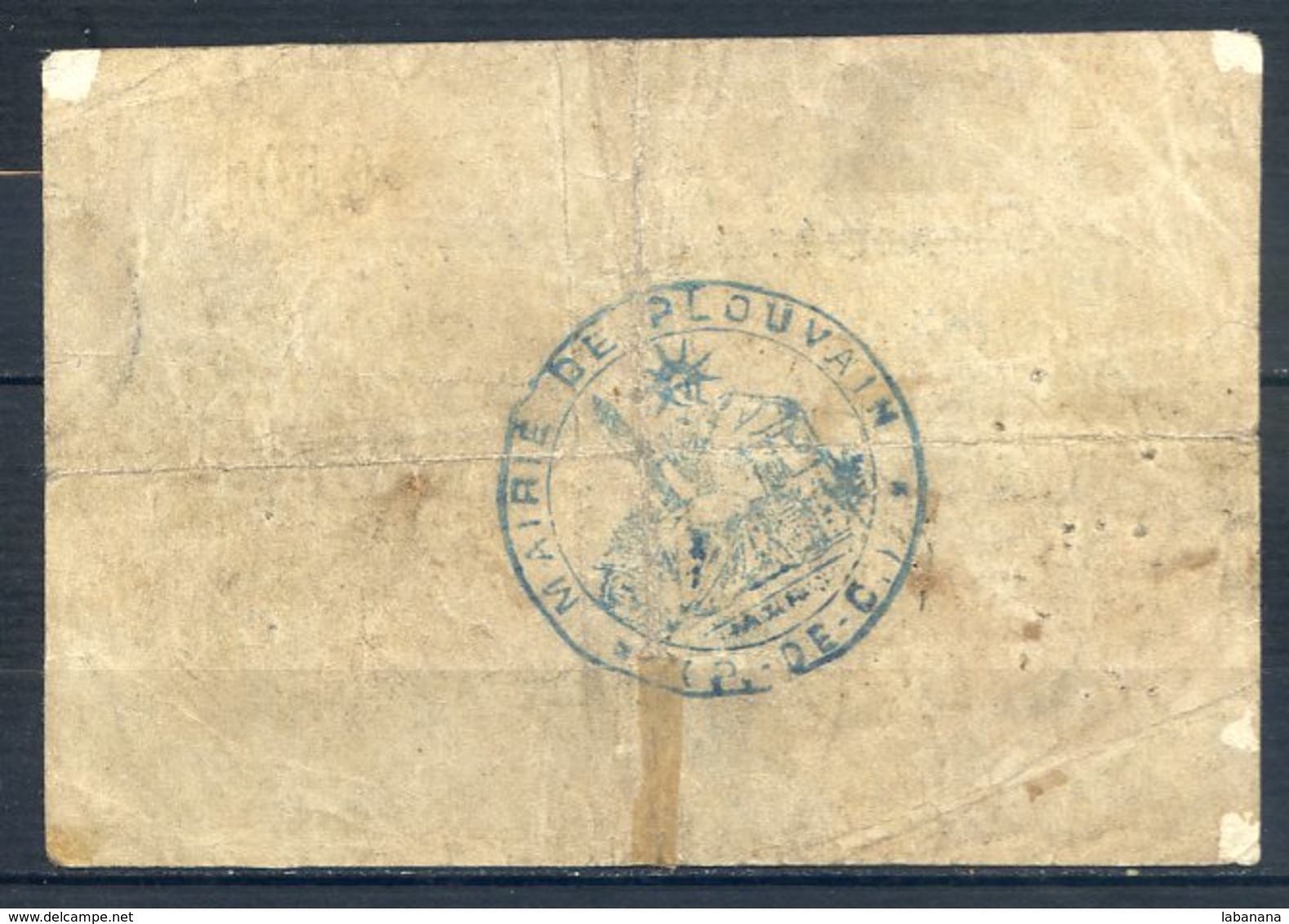 479-Plouvain Billet De 50c 1915 Papier Uni     RARE - Bons & Nécessité