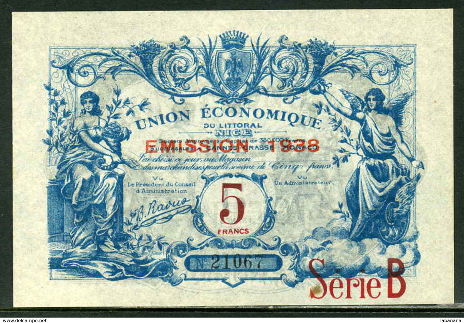 309-Nice Union Economique Billet De 5 Francs 1938 Série B - Bons & Nécessité