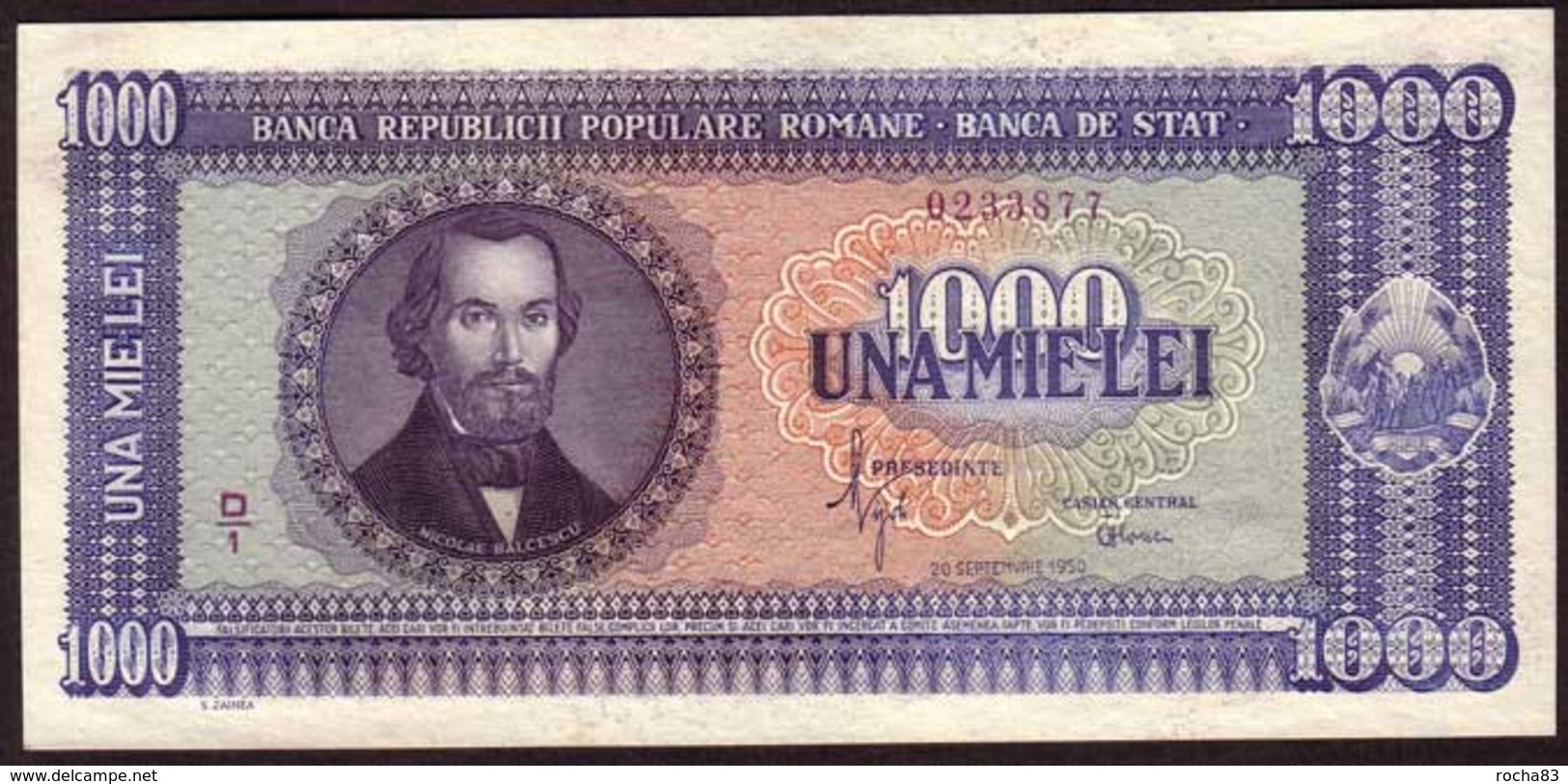 ROUMANIE - Billet  1.000 Lei  20 09 1950 - Pick 87 - Roumanie