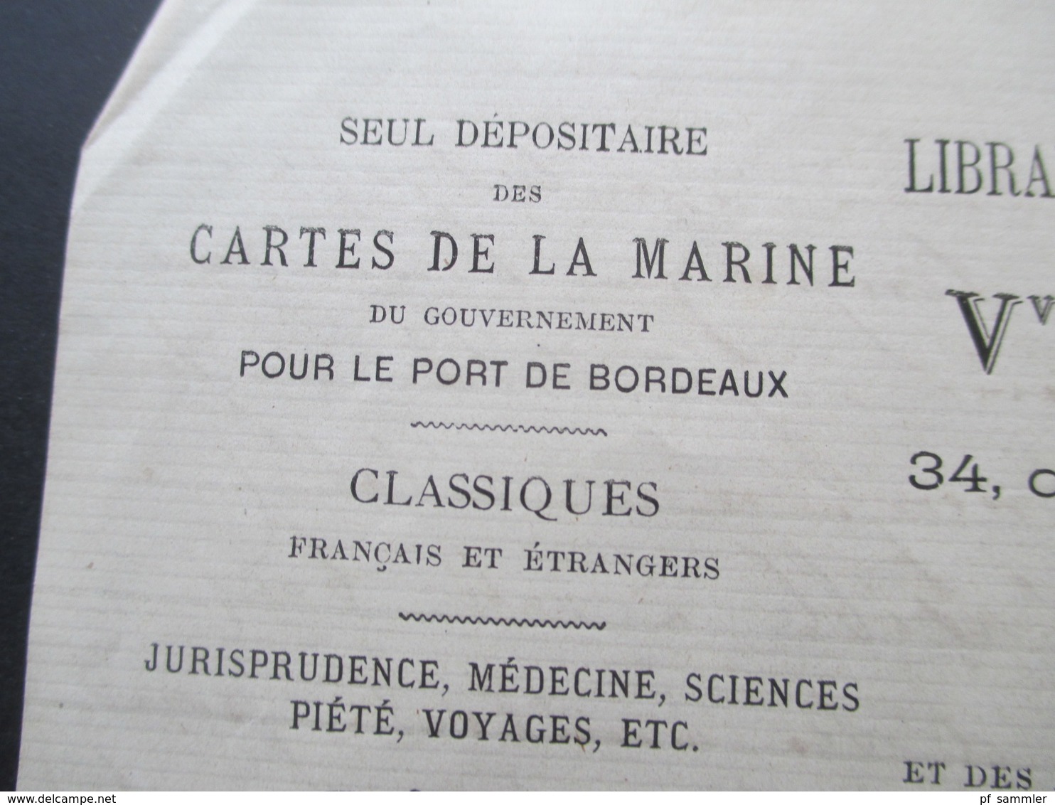 Ceres Nr. 51 EF 1874 Brief mit Inhalt Libraire du Commerce & de la Marine Paul Chaumas Bordeaux nach Bassac Charente