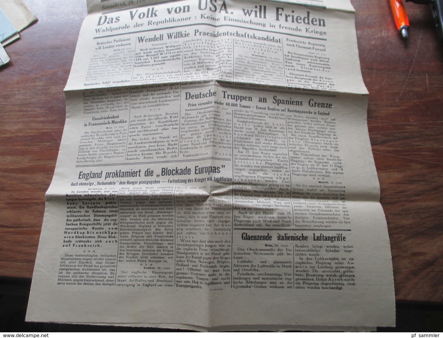 3.Reich Sonnabend, 29. Juni 1940 Alte Zeitung Der Vormarsch Paris, Nr. 12 Herausgeber Prop. Kompanie Propaganda Zeitung - Other & Unclassified