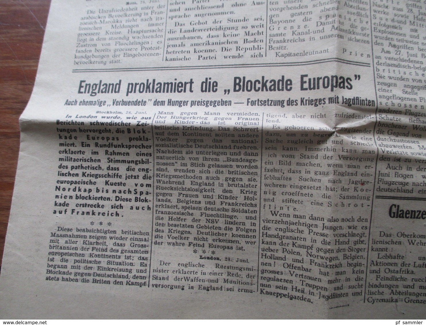 3.Reich Sonnabend, 29. Juni 1940 alte Zeitung Der Vormarsch Paris, Nr. 12 Herausgeber Prop. Kompanie Propaganda Zeitung