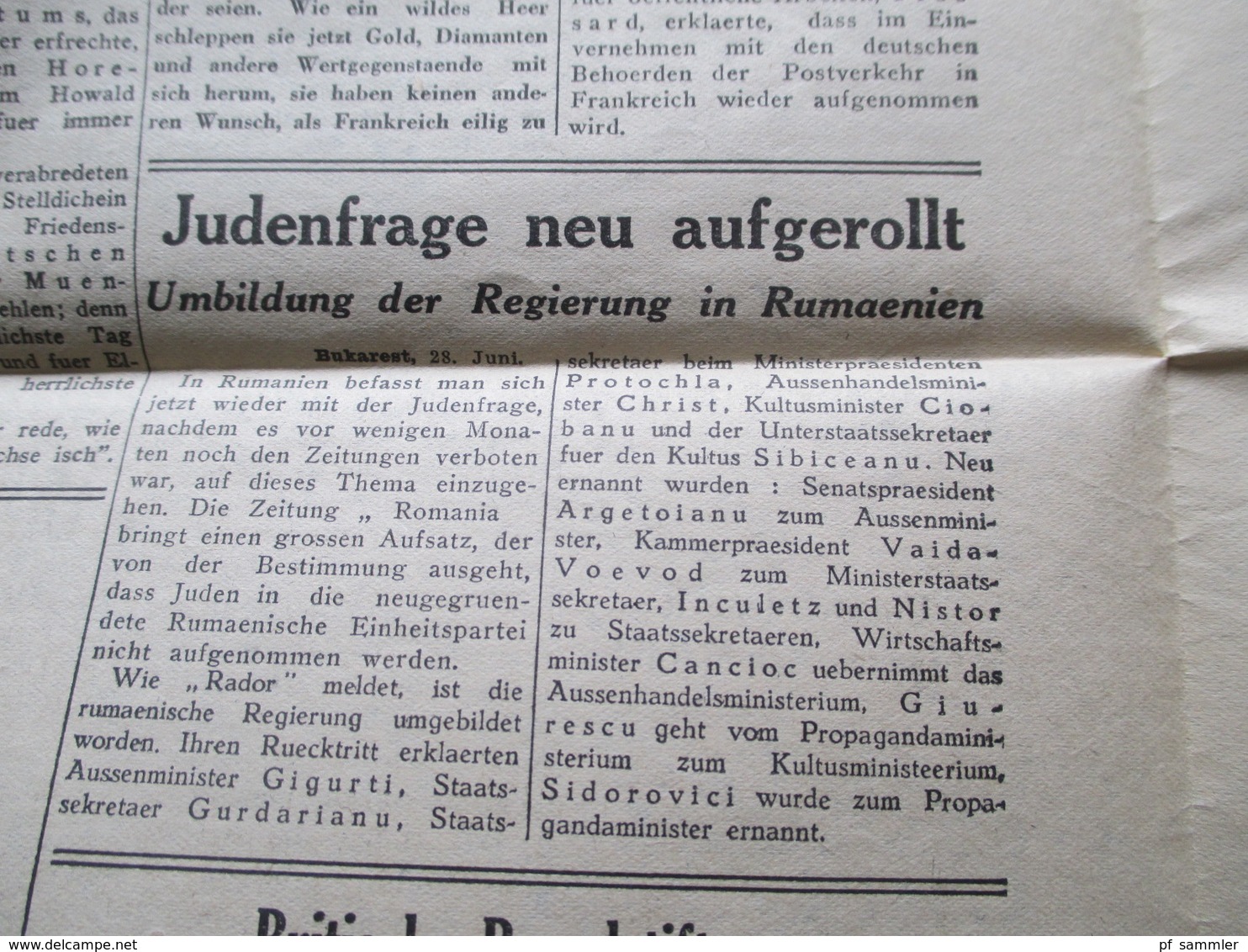 3.Reich Sonnabend, 29. Juni 1940 alte Zeitung Der Vormarsch Paris, Nr. 12 Herausgeber Prop. Kompanie Propaganda Zeitung