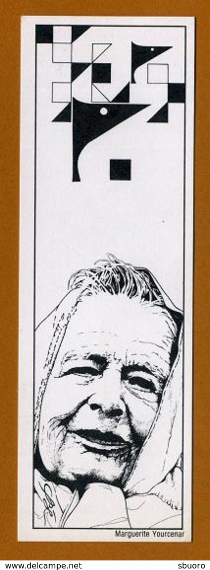 Marque-page : Portrait De Marguerite Yourcenar - Dessin En Noir Et Blanc - Littérature. - Bookmarks