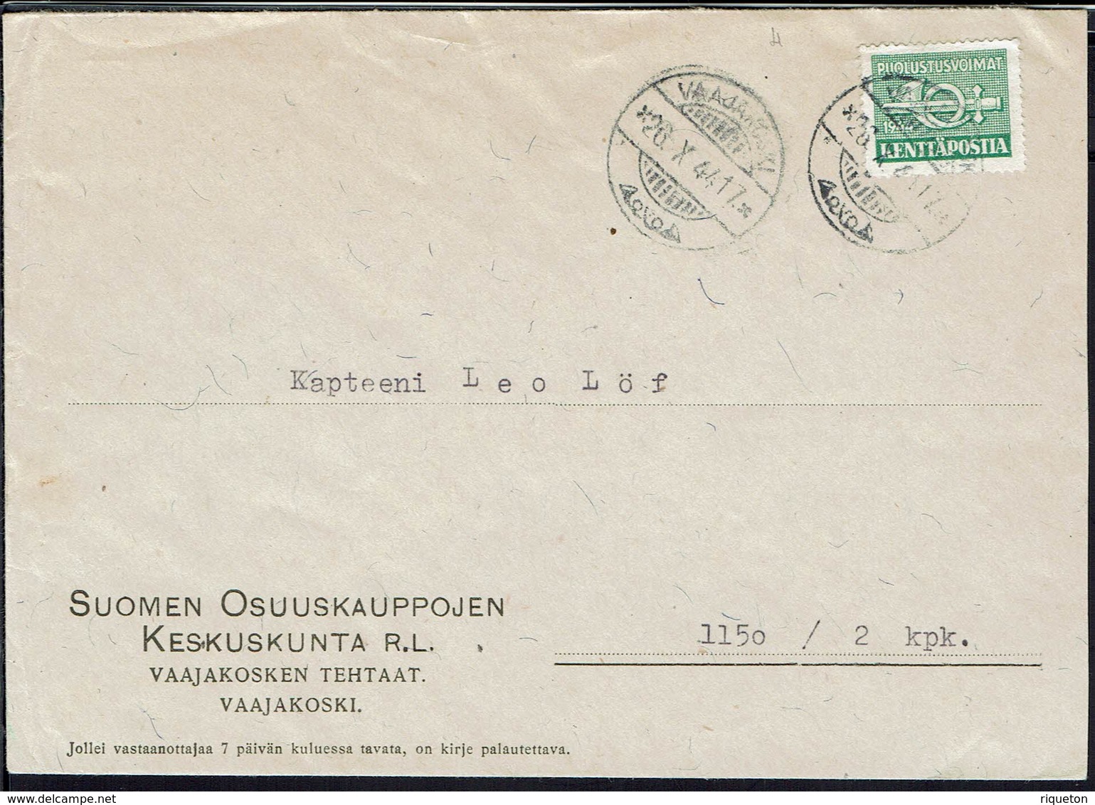 Finlande - Timbre De Poste Militaire N° 4 Sur Enveloppe De Vaajakoski Pour Copenhagen 26-X-1944 - B/TB - - Militari