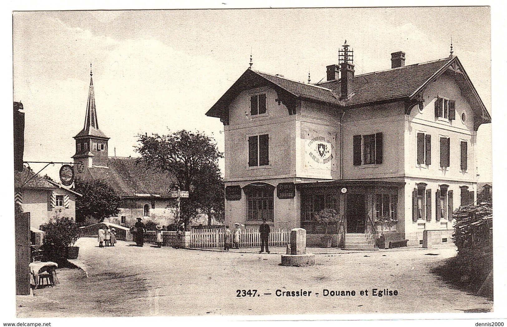 CRASSIER - Douane Et Eglise - Ed. Phototypie Co., Neuchâtel - Crassier