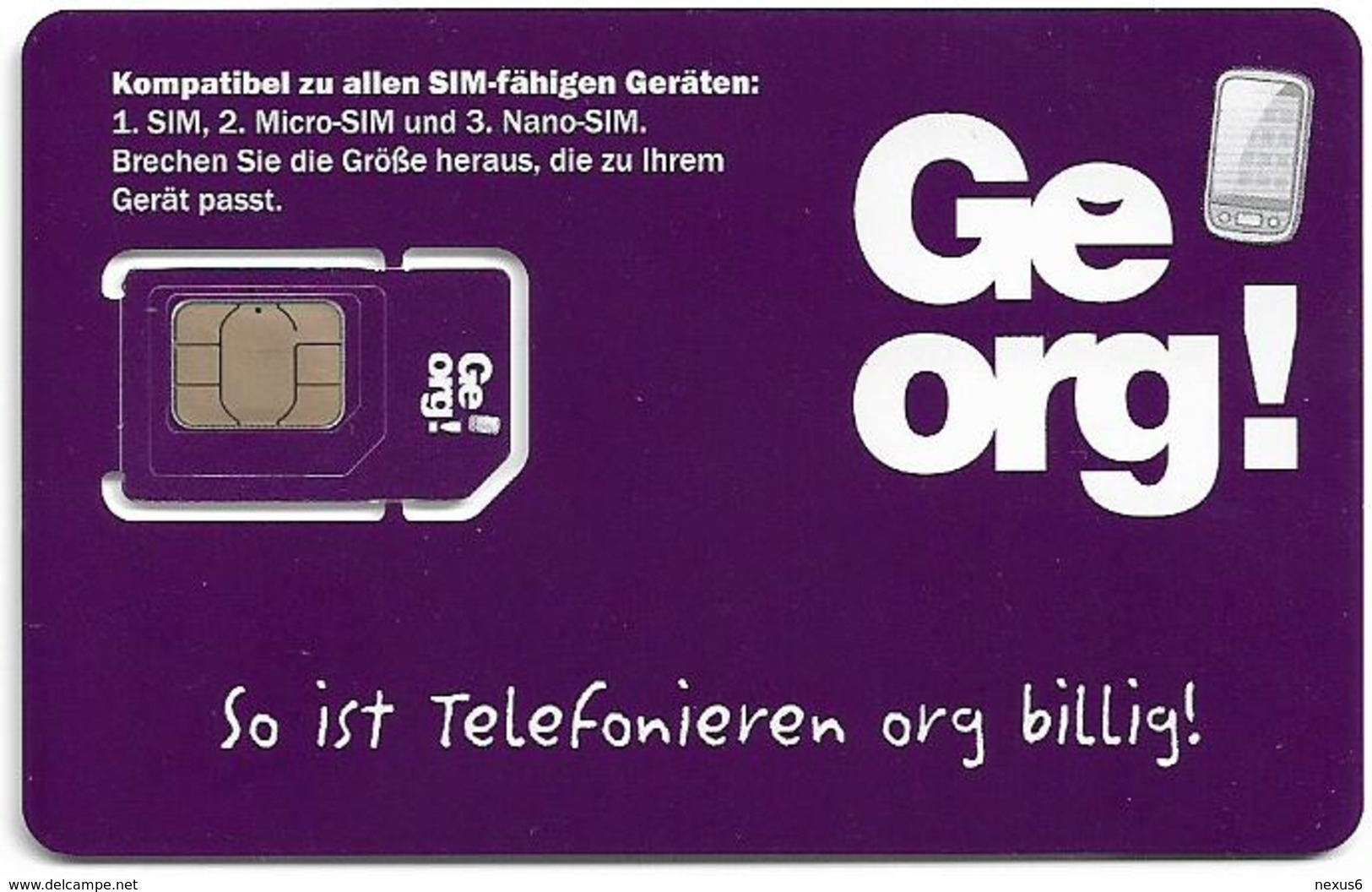 Austria - Georg! Purple (Type 1) GSM SIM6 Mini-Micro-Nano, Mint - Austria