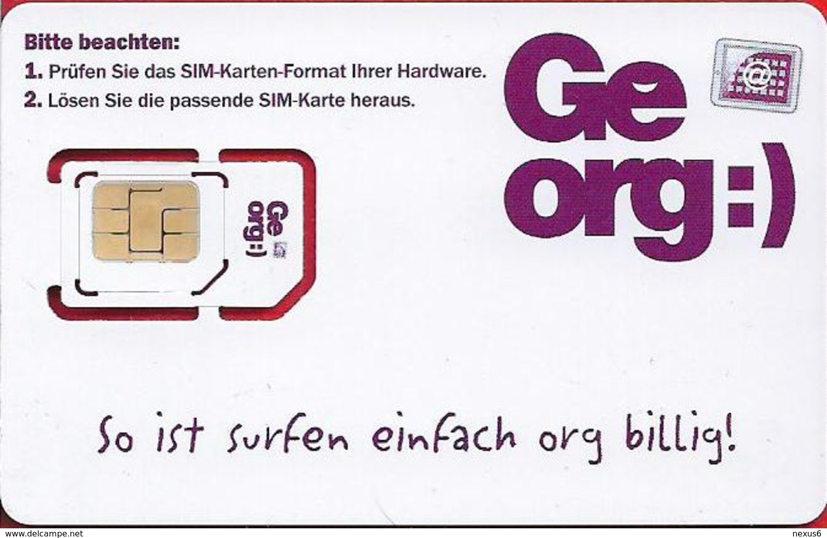 Austria - Georg! White GSM SIM5 Mini-Micro, Mint - Autriche