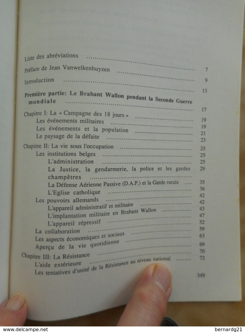 BRABANT WALLON 1940-1944 OCCUPATION ET RÉSISTANCE PIERRE JACQUET NIVELLES WAVRE 1989 GUERRE 1939-1945  HISTOIRE - Oorlog 1939-45