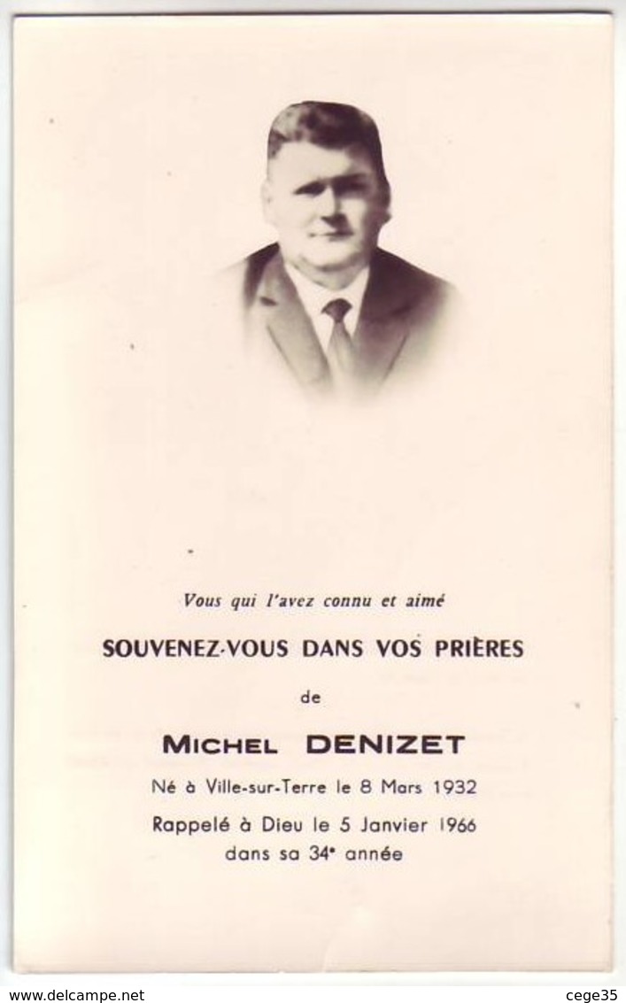 10 Avis De Décès De Mr Denizet Michel Né à Ville Sur Terre - Décédé Le 8 Mars 1966 - Décès