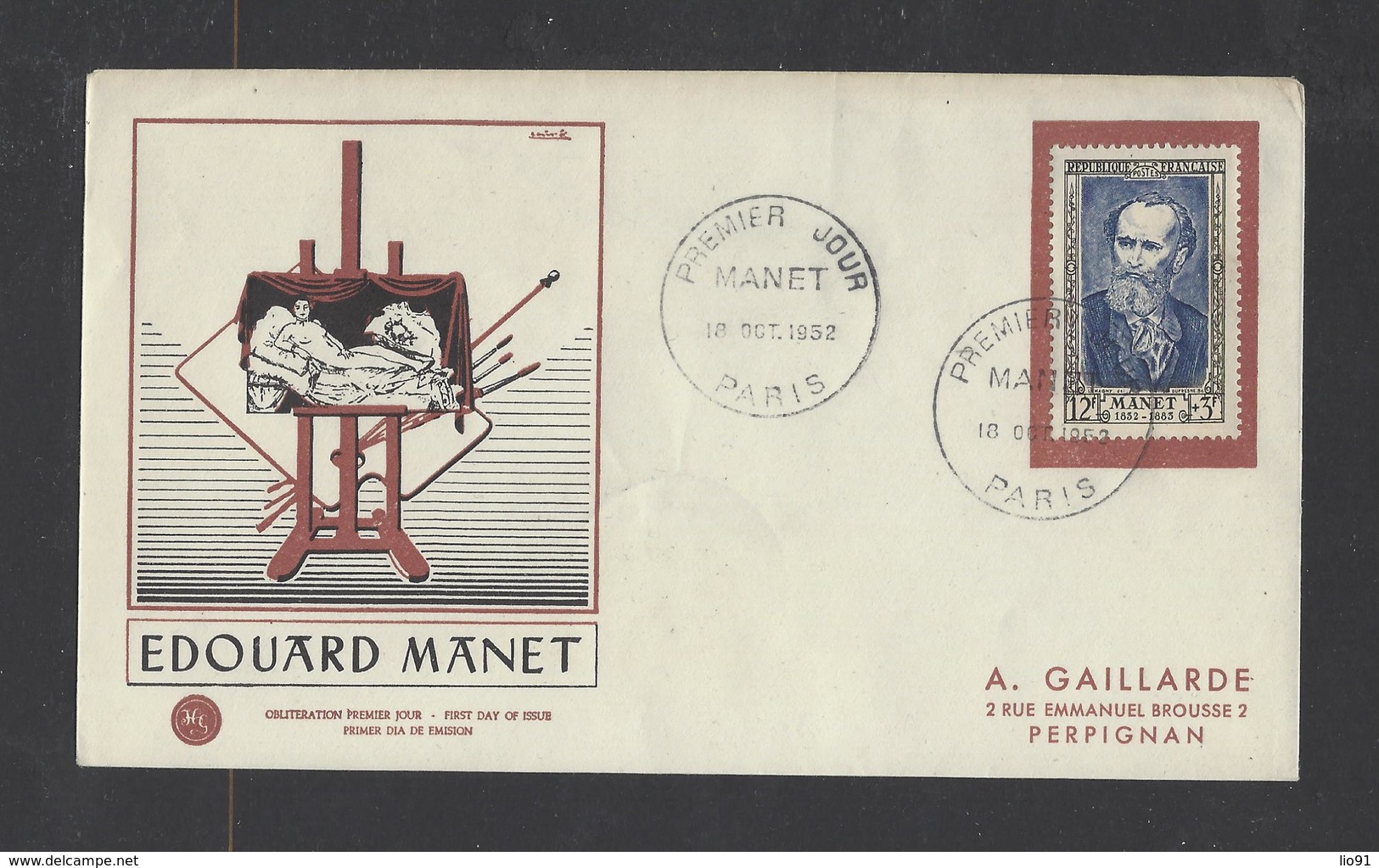 FRANCE.  YT  FDC  N° 931  Oblitération 1er Jour  18-10-52 - 1950-1959