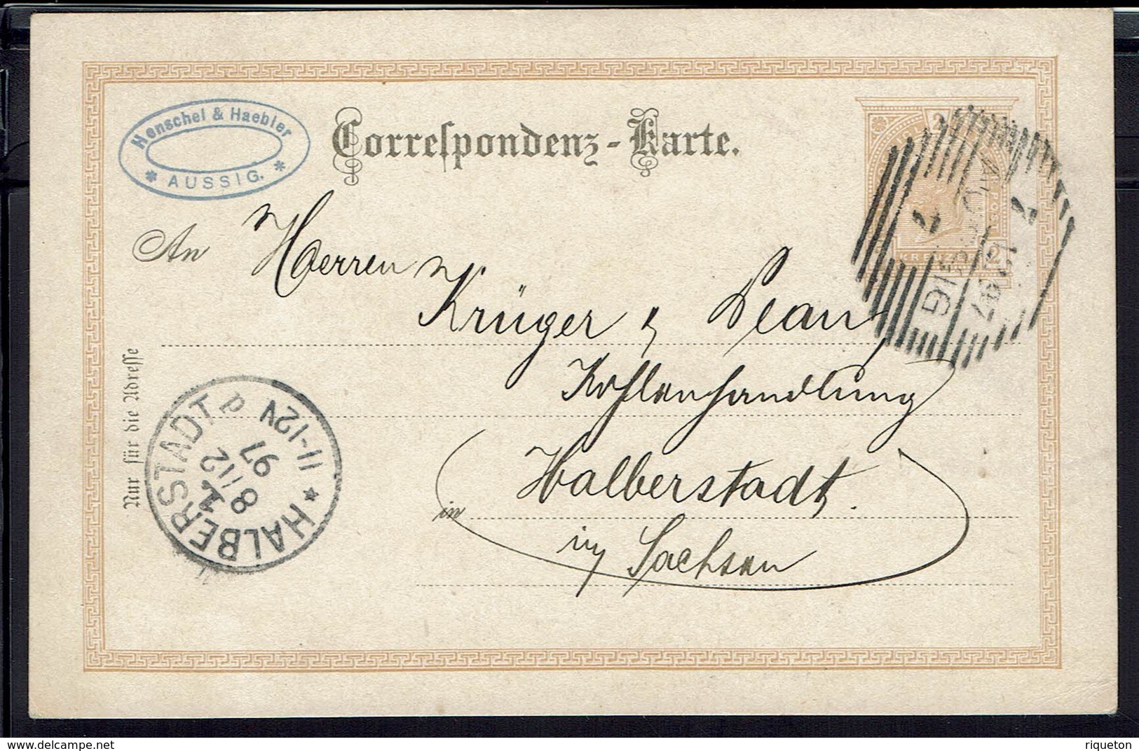 Autriche - Entier Postal 2 Kreuser De Aussig à Destination De Halberstadt Le 7-12-1897 - B/TB - - Sonstige & Ohne Zuordnung