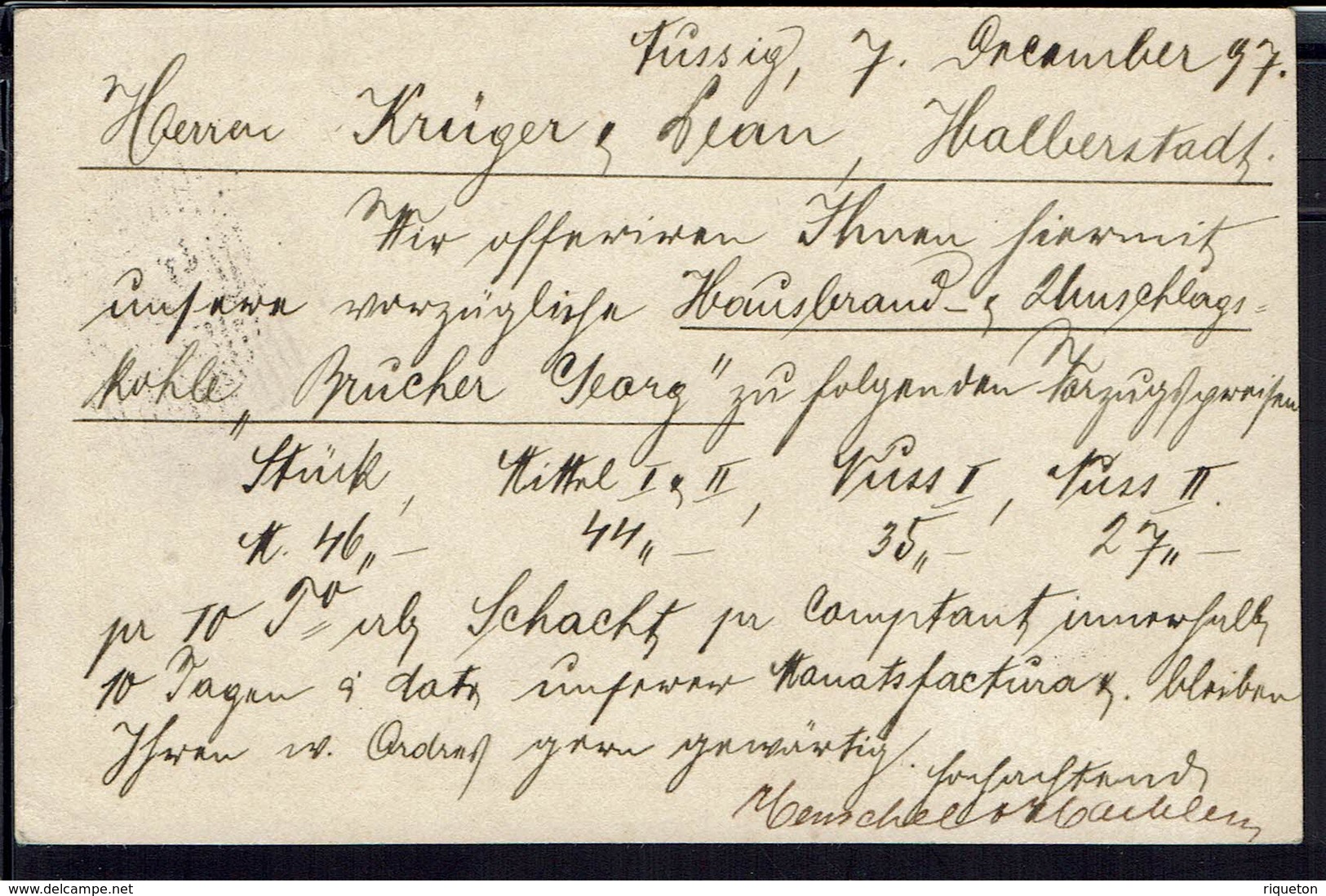 Autriche - Entier Postal 2 Kreuser De Aussig à Destination De Halberstadt Le 7-12-1897 - B/TB - - Sonstige & Ohne Zuordnung