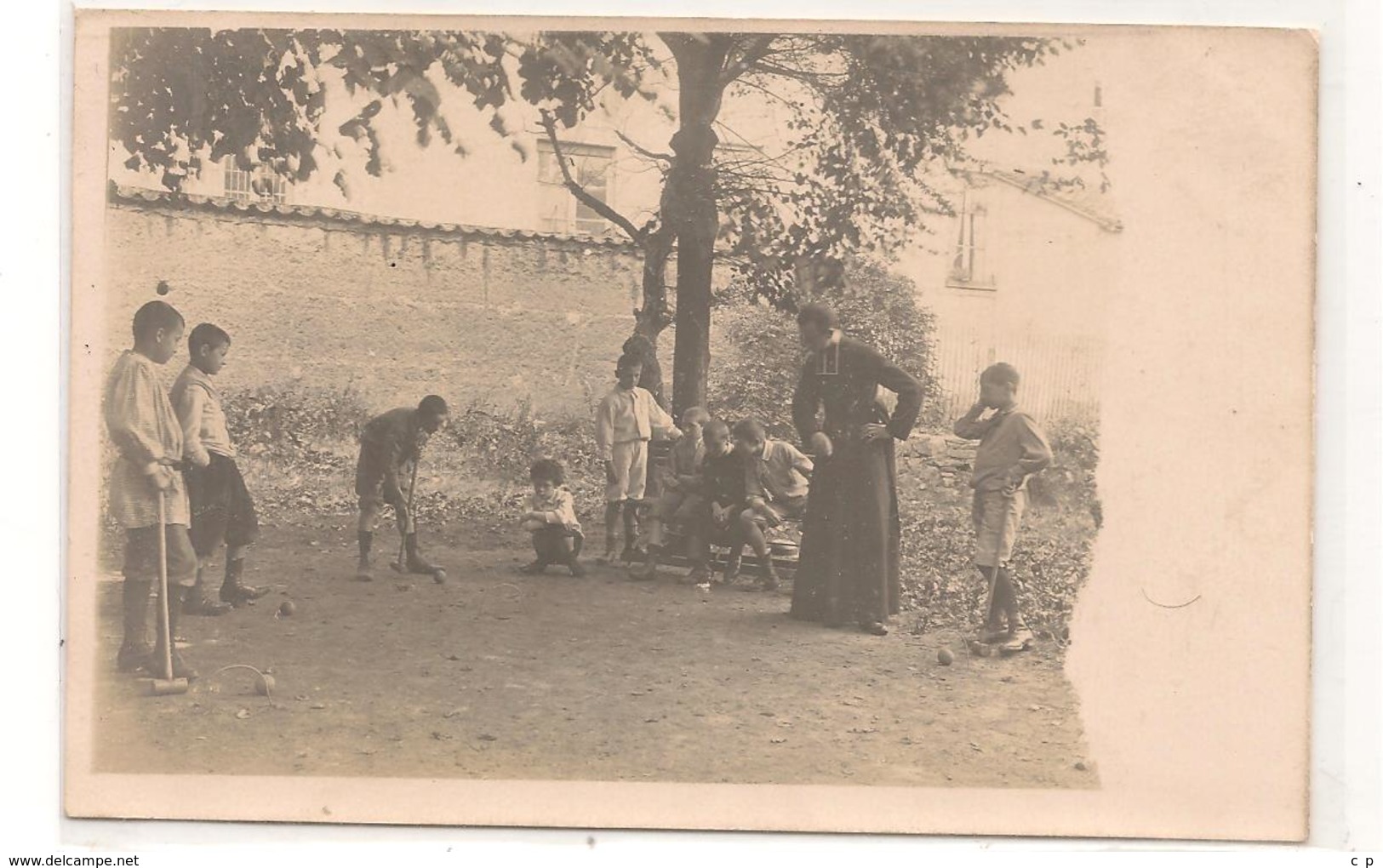 Jeux - Le Croquet -  Lyon - Cour D'Ecole - Curé - Pretre - Carte Photo  - CPA° - Sonstige & Ohne Zuordnung