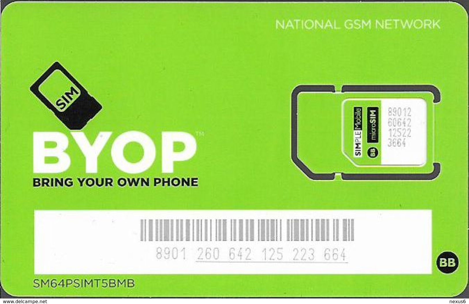 USA - Simple Mobile - Green Card, GSM SIM5 Mni-Micro, Mint - Autres & Non Classés