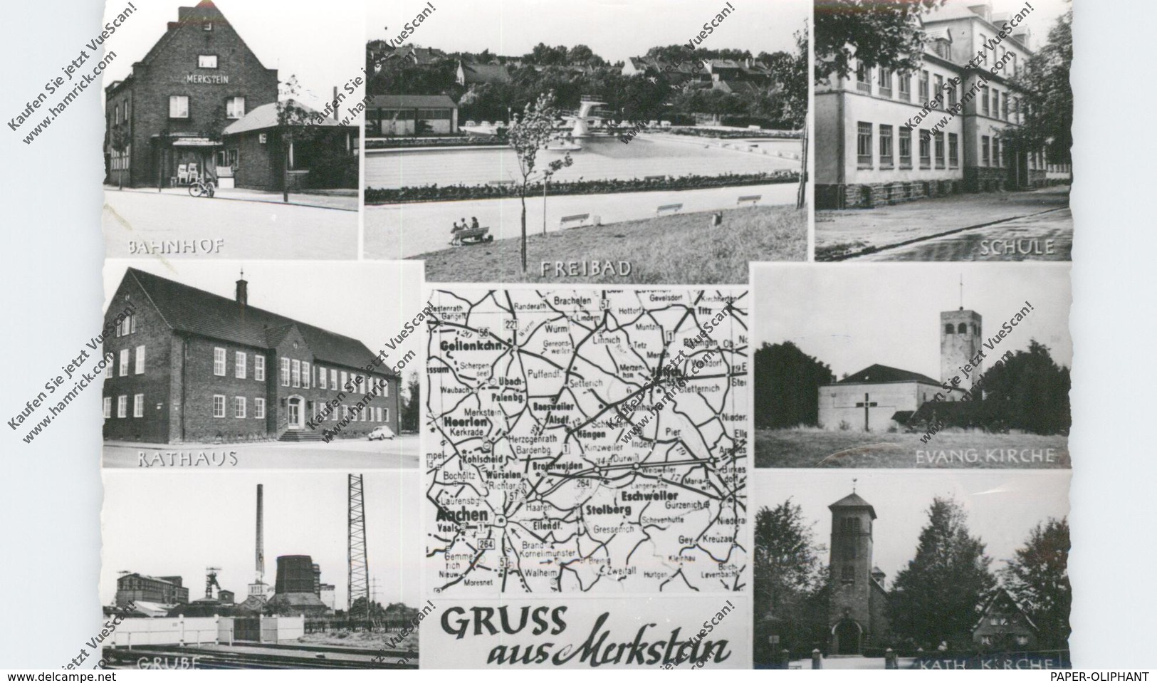 5120 HERZOGENRATH - MERKSTEIN, Bahnhof, Grube, Kirchen...1959 - Herzogenrath