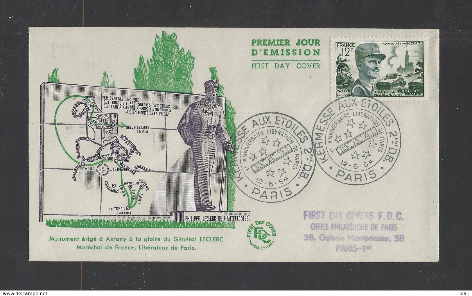 FRANCE.  YT  FDC  N° 984  Oblitération 1er Jour  12-6-54 - 1950-1959