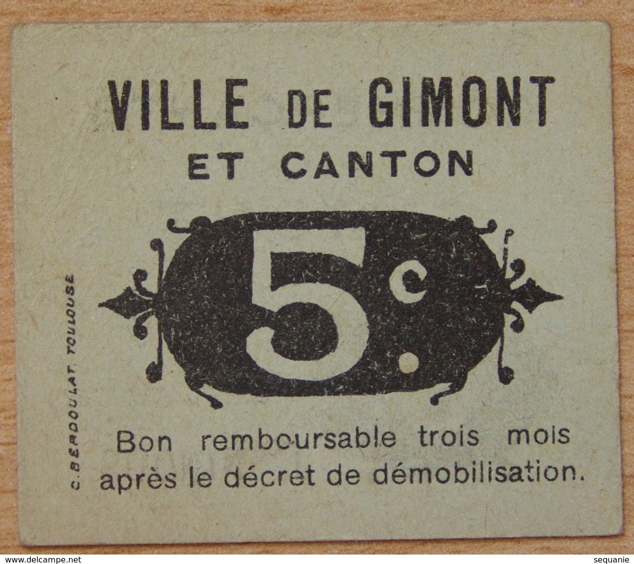 GIMONT ( 32) - Bon De 5 Centimes Commerçants De Gimont - Bons & Nécessité