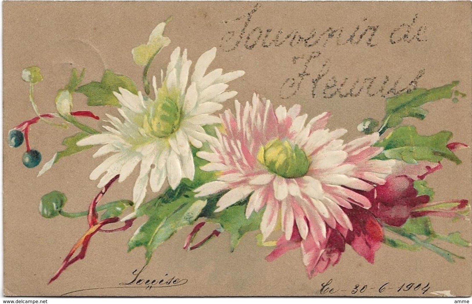 Fleurus  *  Souvenir De Fleurus  (carte Gaufrée - Relief Kaart - Fleurs) - Fleurus