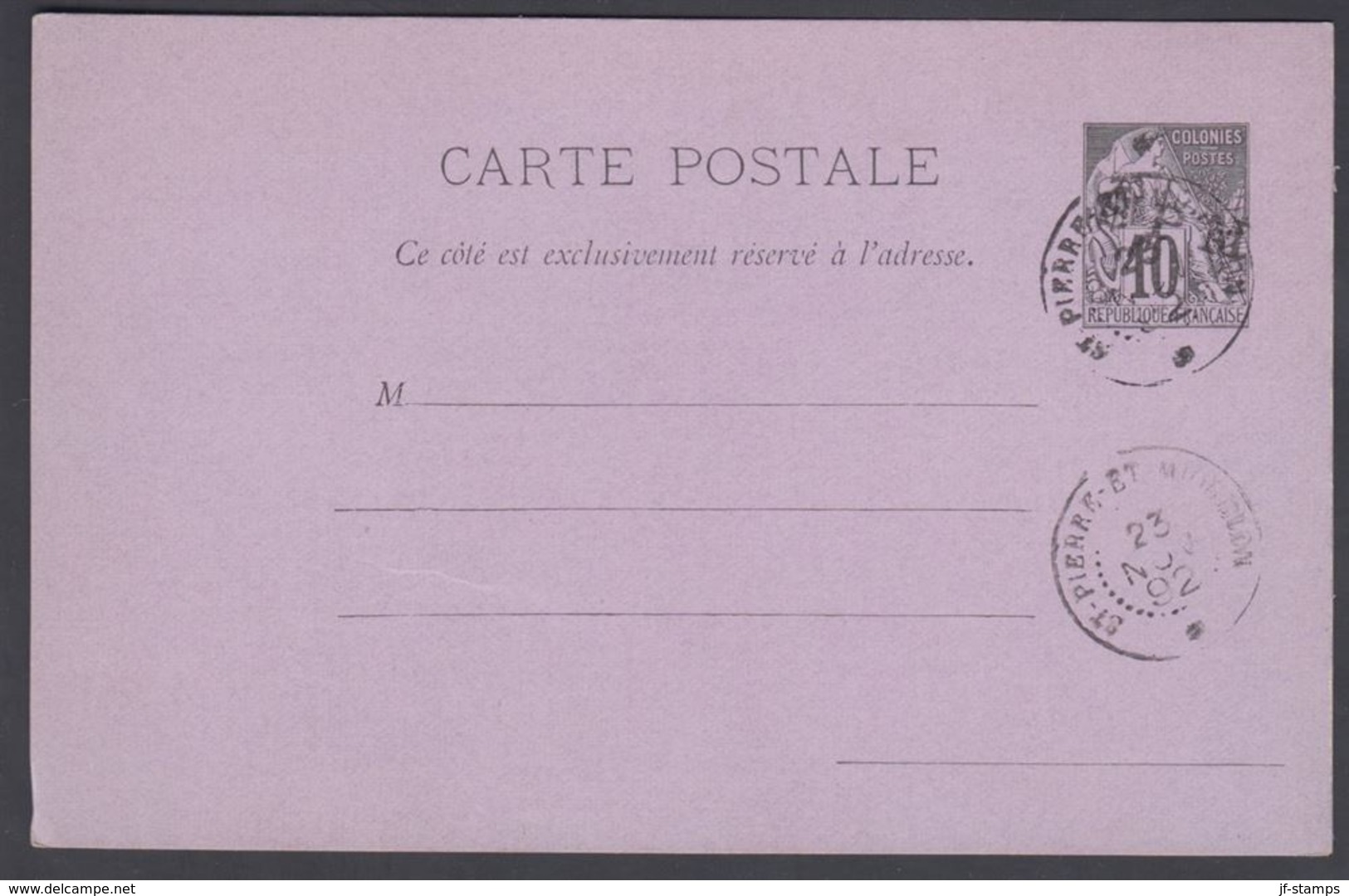 1892. SAINT-PIERRE-MIQUELON. CARTE Postale SPM / 10 C. COLONIES POSTES REP. FRANCAISE... () - JF321852 - Storia Postale