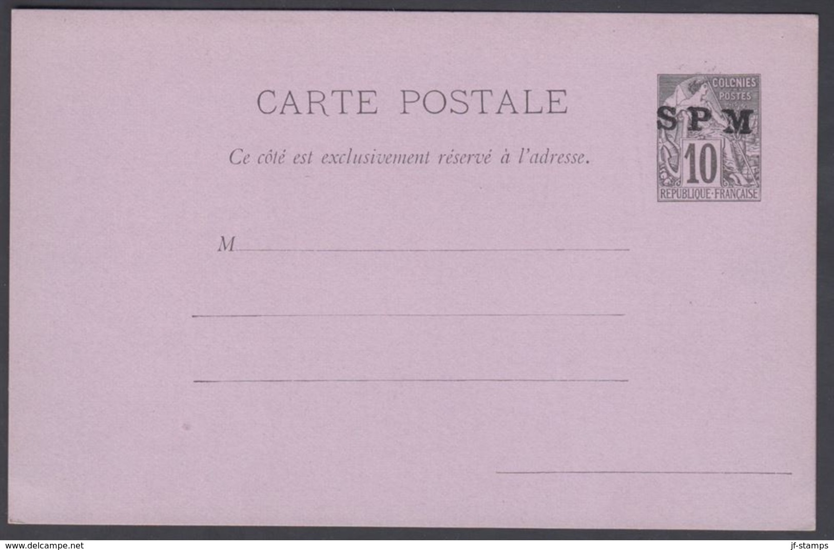 1892. SAINT-PIERRE-MIQUELON. CARTE Postale SPM / 10 C. COLONIES POSTES REP. FRANCAISE... () - JF321860 - Cartas & Documentos