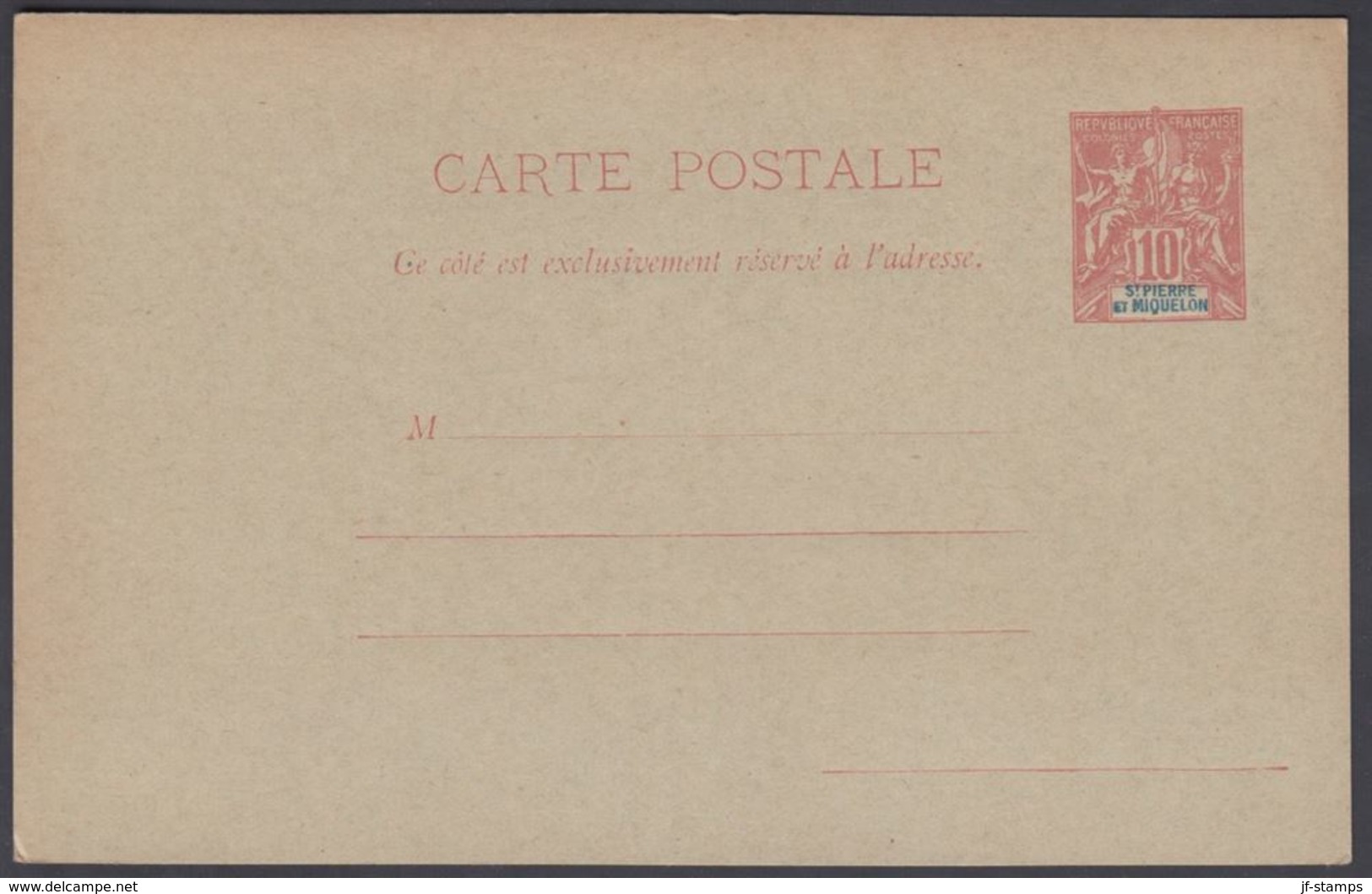 1901. SAINT-PIERRE-MIQUELON. CARTE POSTALE 10 C.  () - JF321867 - Lettres & Documents