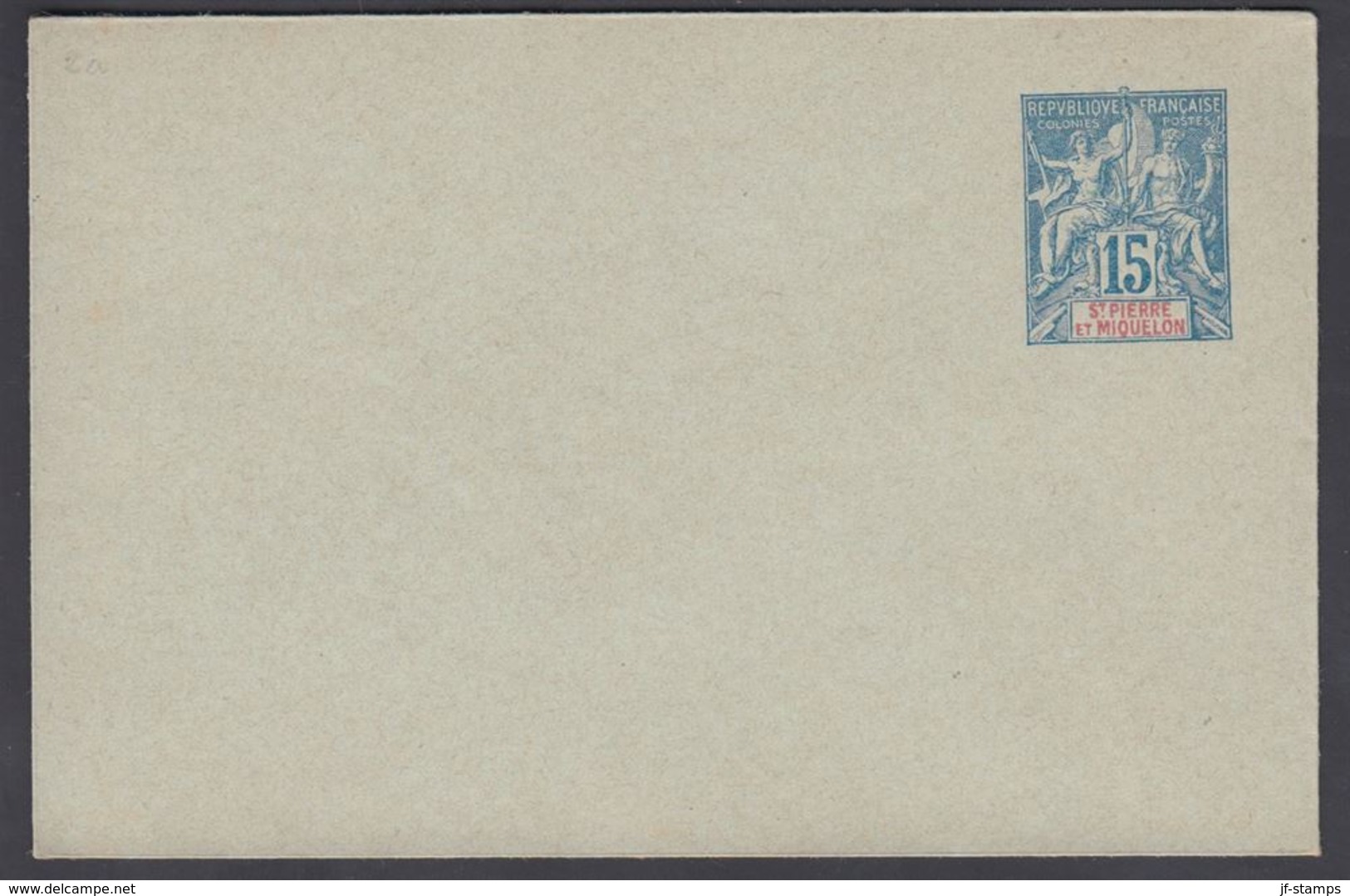 1900. SAINT-PIERRE-MIQUELON. ENVELOPE 15 C. Blue 115 X 75 Mm. () - JF321890 - Lettres & Documents