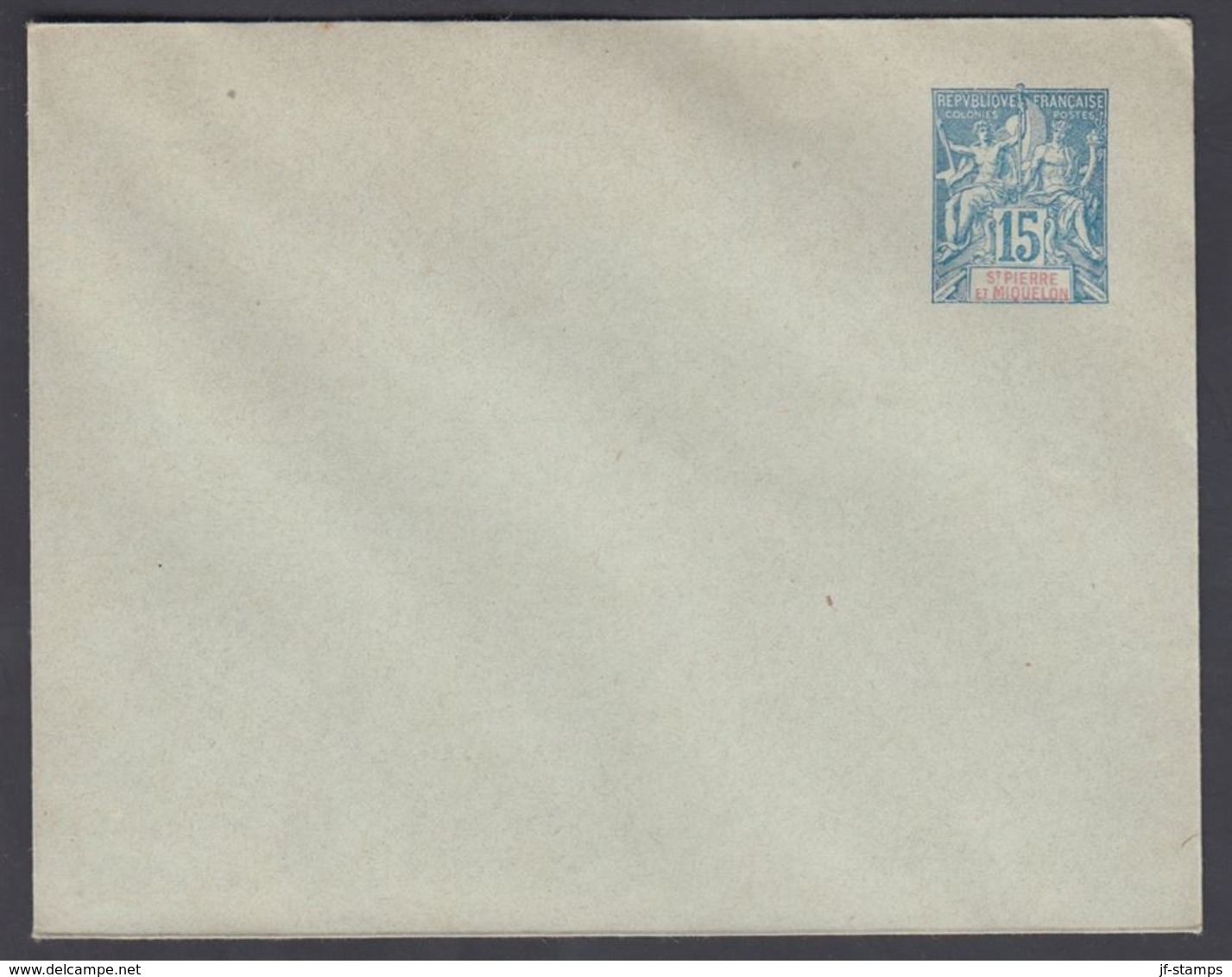 1900. SAINT-PIERRE-MIQUELON. ENVELOPE 15 C. Blue 122 X 95 Mm. () - JF321894 - Cartas & Documentos