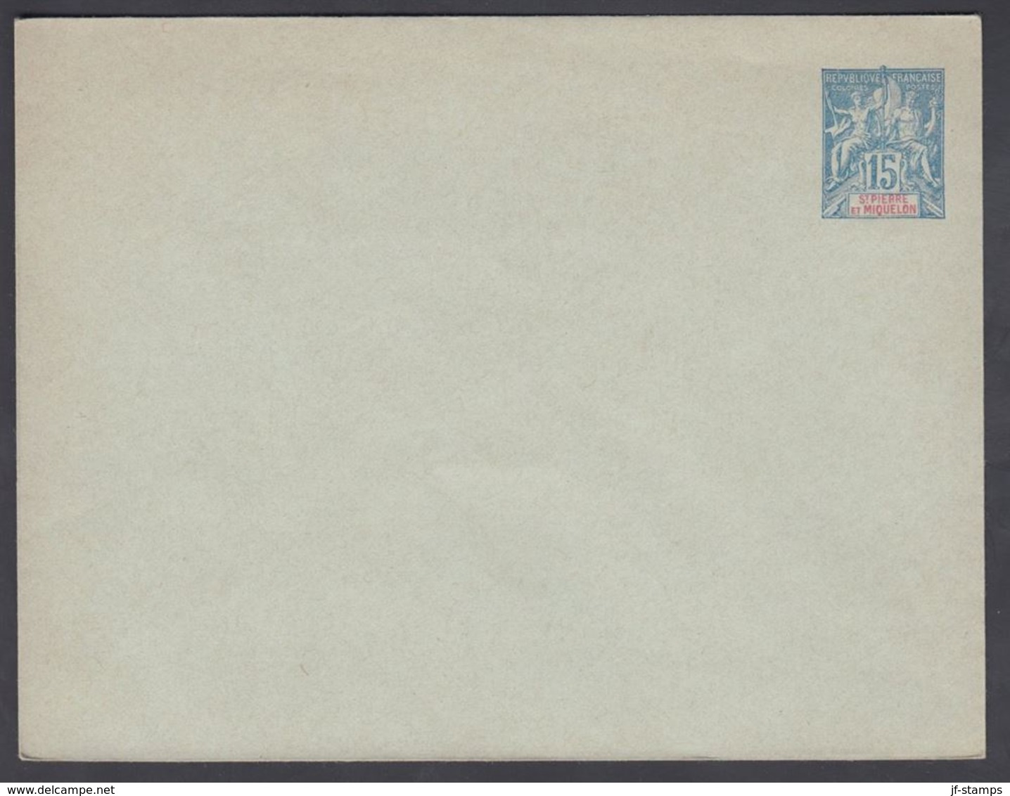 1903. SAINT-PIERRE-MIQUELON. ENVELOPE 15 C. Blue 145 X 110 Mm.  () - JF321898 - Storia Postale