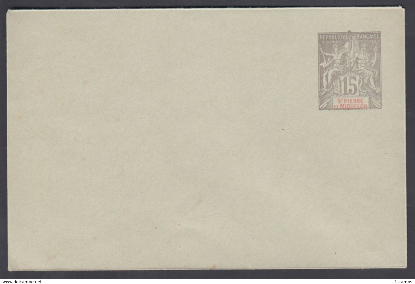1900. SAINT-PIERRE-MIQUELON. ENVELOPE 15 C. Gray 115 X 75 Mm. () - JF321901 - Cartas & Documentos