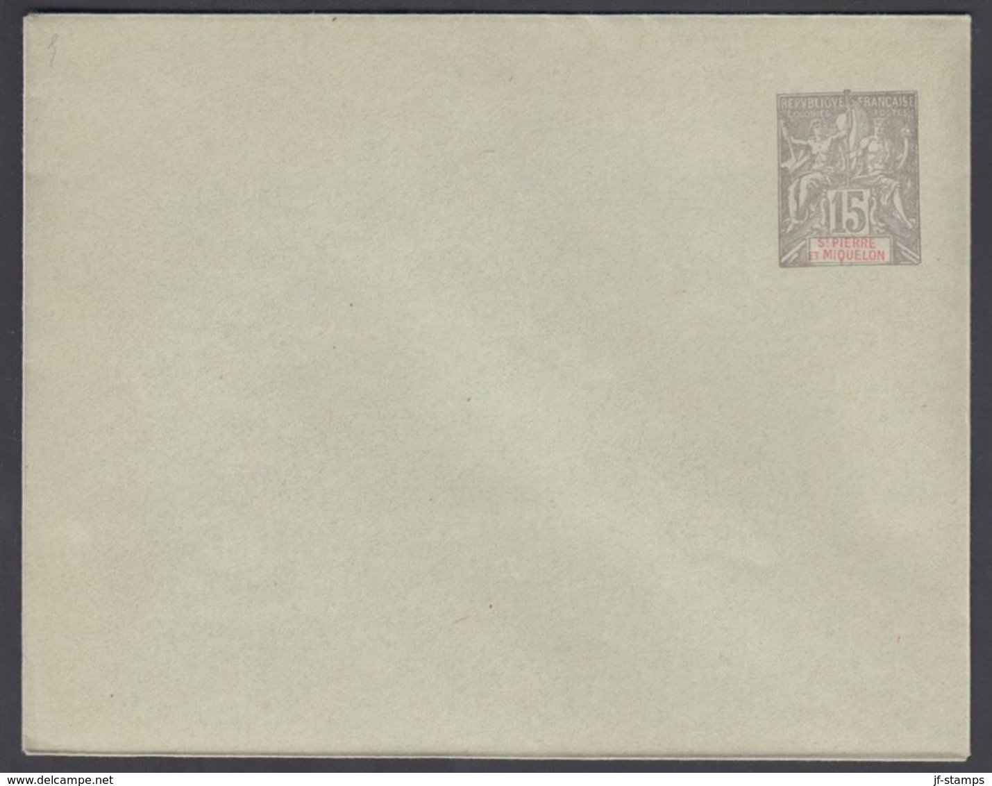 1900. SAINT-PIERRE-MIQUELON. ENVELOPE 15 C. Gray 122 X 95 Mm. () - JF321902 - Cartas & Documentos