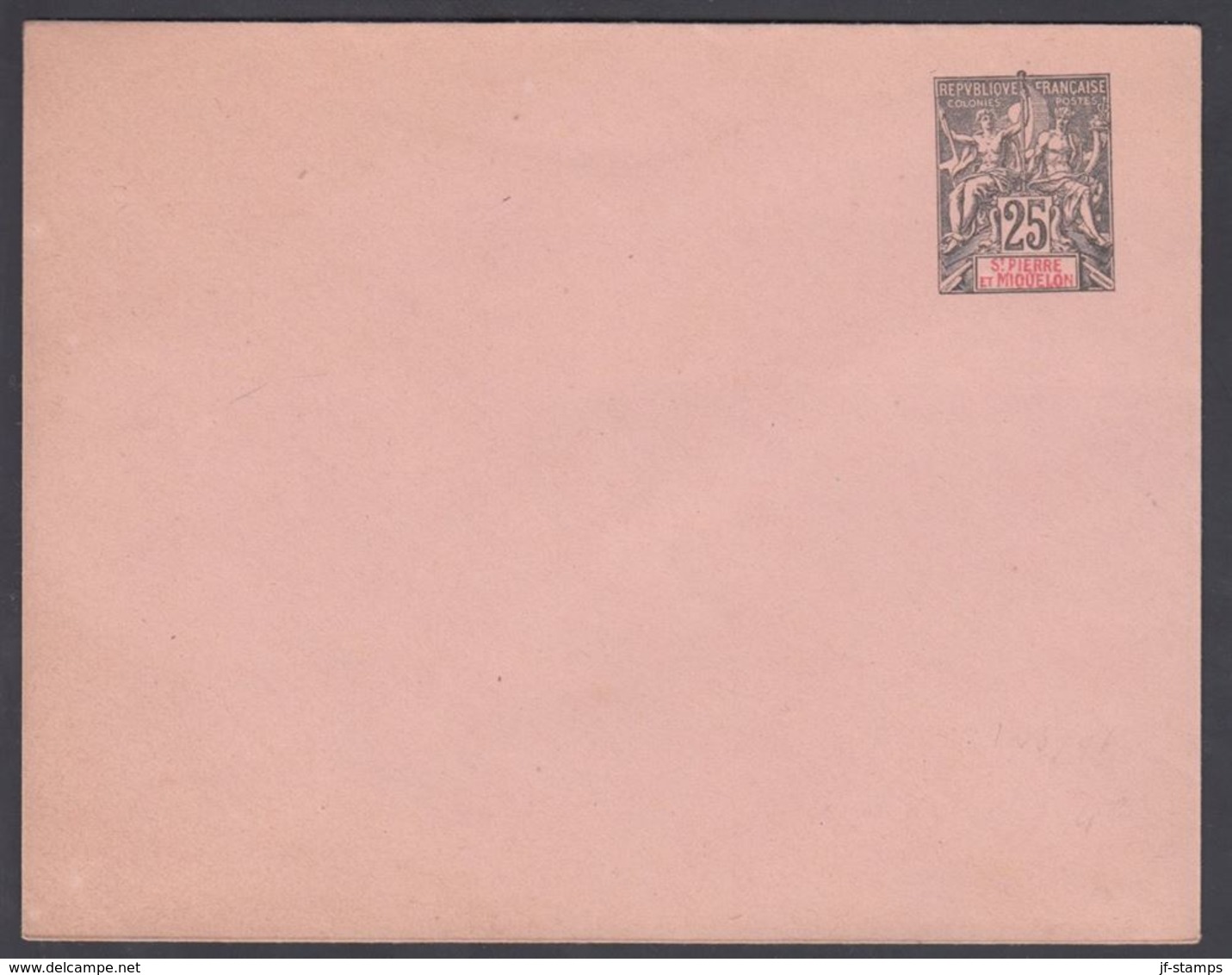 1894. SAINT-PIERRE-MIQUELON. ENVELOPE 25 C. Black. 122 X 95 Mm.  () - JF321915 - Storia Postale