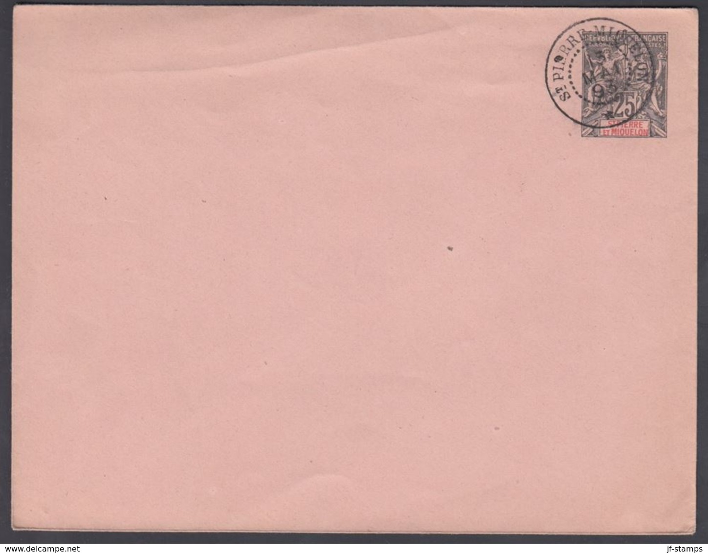 1893. SAINT-PIERRE-MIQUELON. ENVELOPE 25 C. Black. 145 X 110 Mm. ST PIERRE ET MIQUELO... () - JF321919 - Covers & Documents