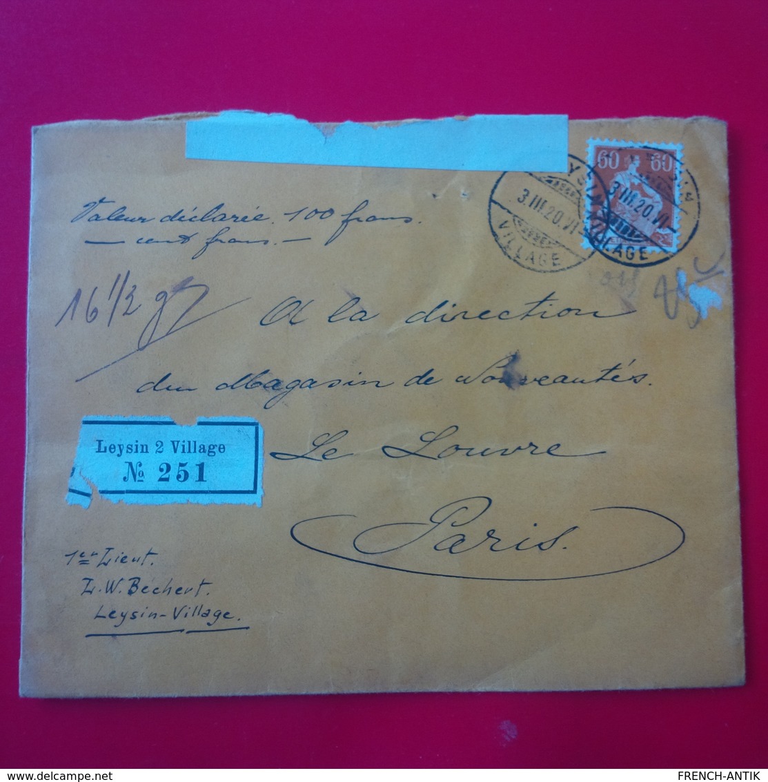 LETTRE LEYSIN POUR PARIS GRANDS MAGASINS DU LOUVRE - Cartas & Documentos