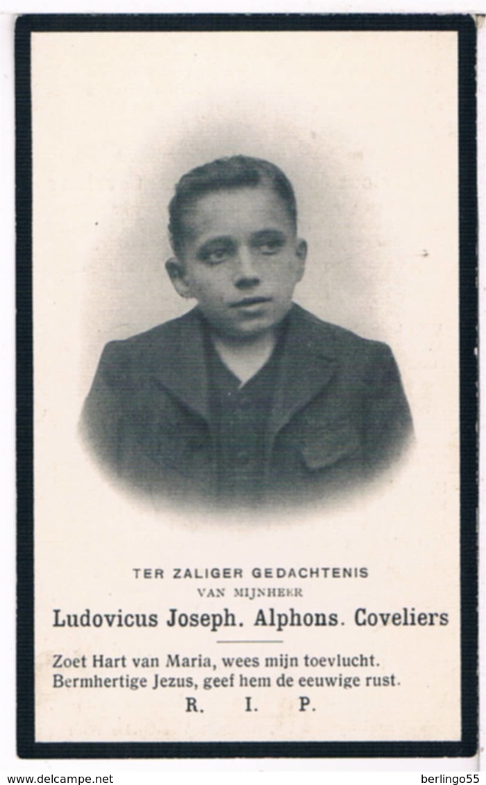 Dp. Coveliers Ludovicus. ° Antwerpen 1891 † Antwerpen 1913  (2 Scan's) - Religion & Esotérisme