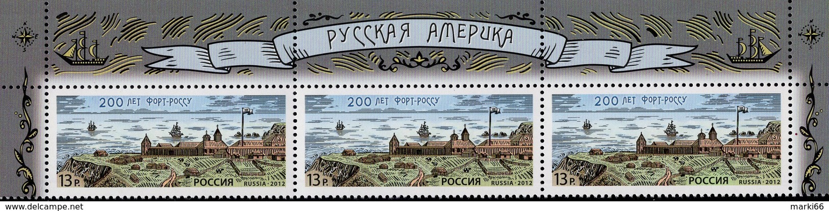 Russia - 2012 - Russian America - 200 Years Of Fort Ross - Mint Stamp Pane With Issue Title - Unused Stamps