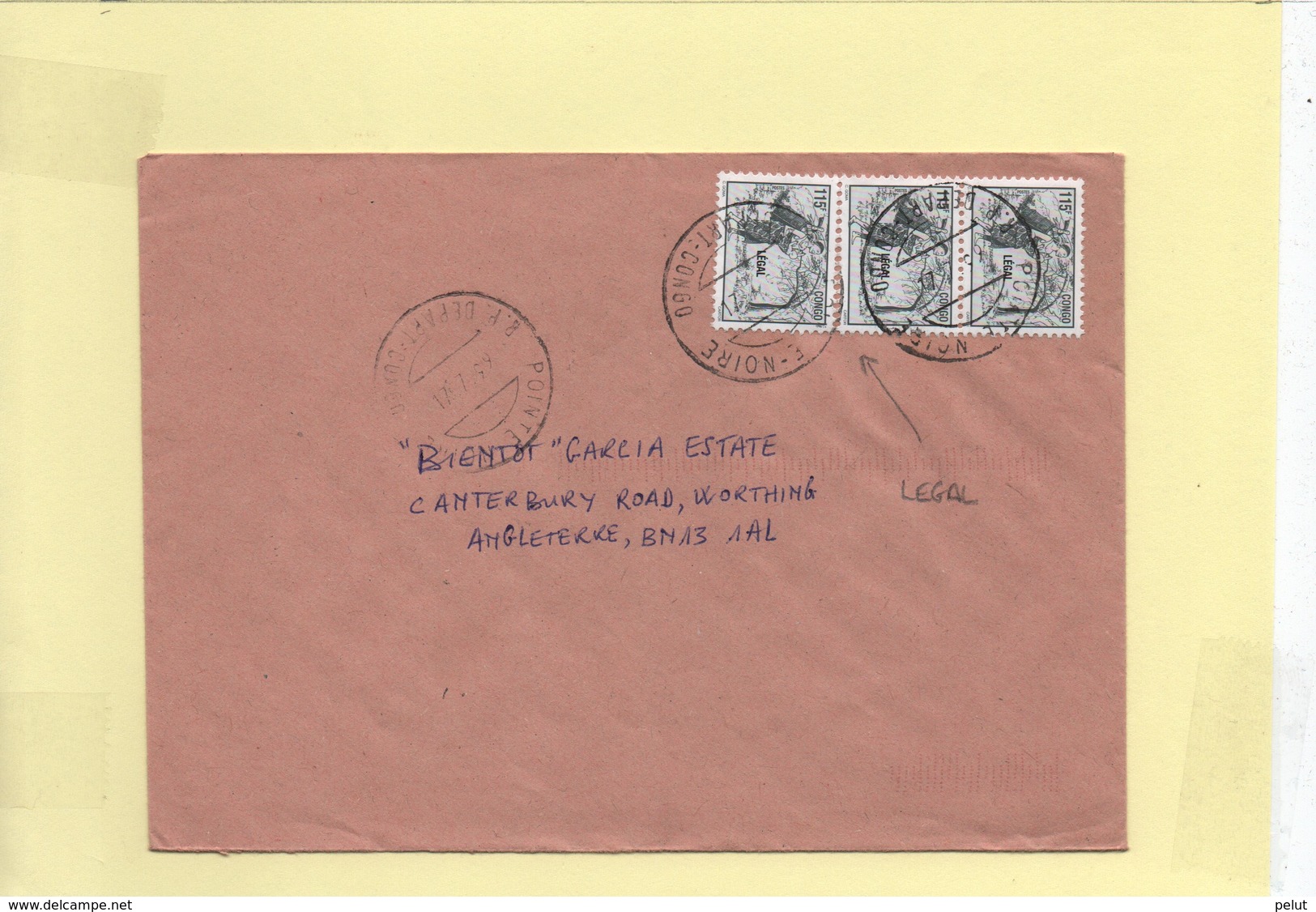 Lettre Congo Avec Timbres Surchargés  "Légal" - Covers