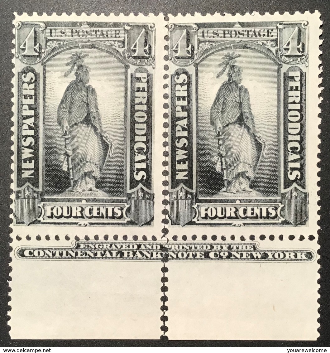 Scott PR35 1875 SPECIAL PRINTING Pair CBN Imprint. US Newspaper And Periodical Stamps (PF CERT USA Timbres Pour Journaux - Dagbladzegels
