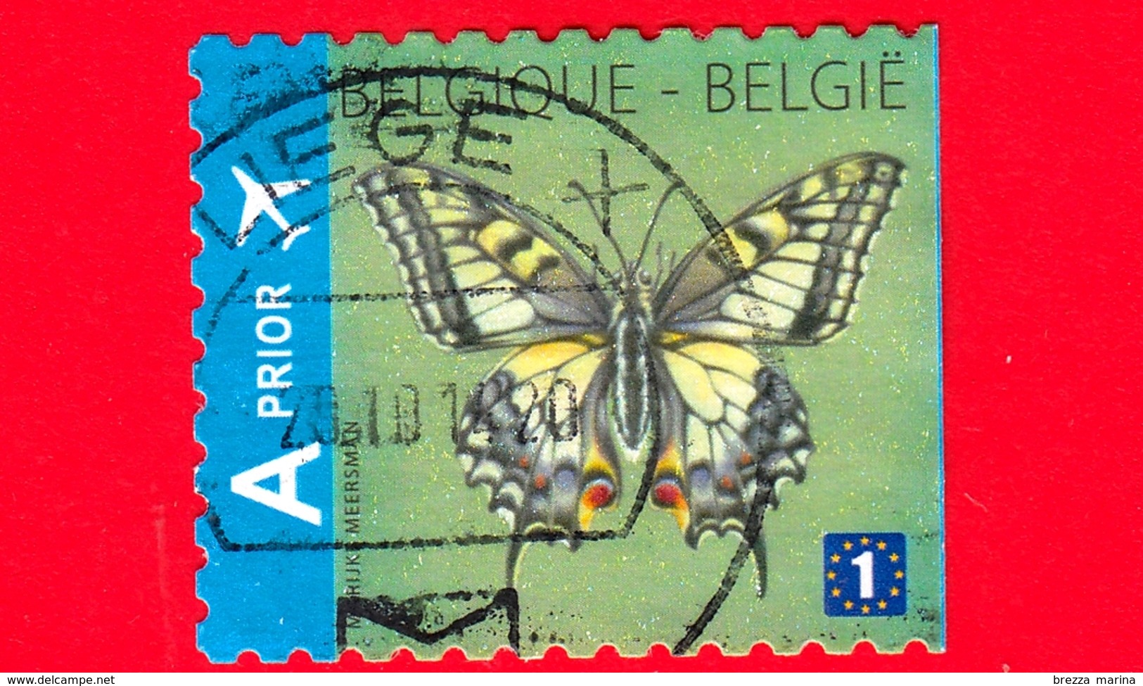 BELGIO - Usato - 2012 - Farfalla - Macaone - Swallowtail Butterfly - 1 Europe - No Valore Facciale - Non Dentellato A Dx - Usati