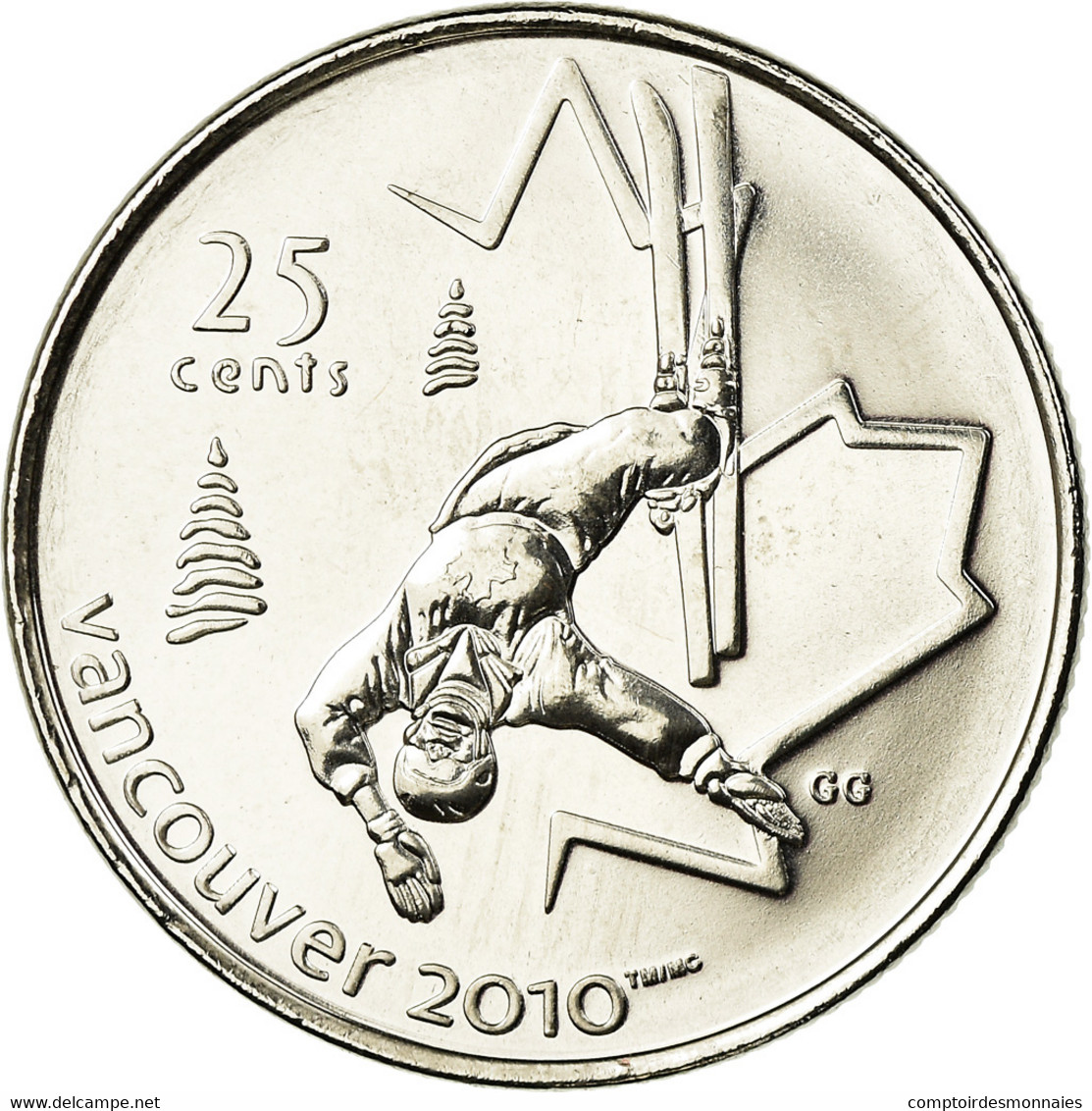 Monnaie, Canada, Elizabeth II, Freestyle Skiing, 25 Cents, 2008, SPL, Nickel - Canada