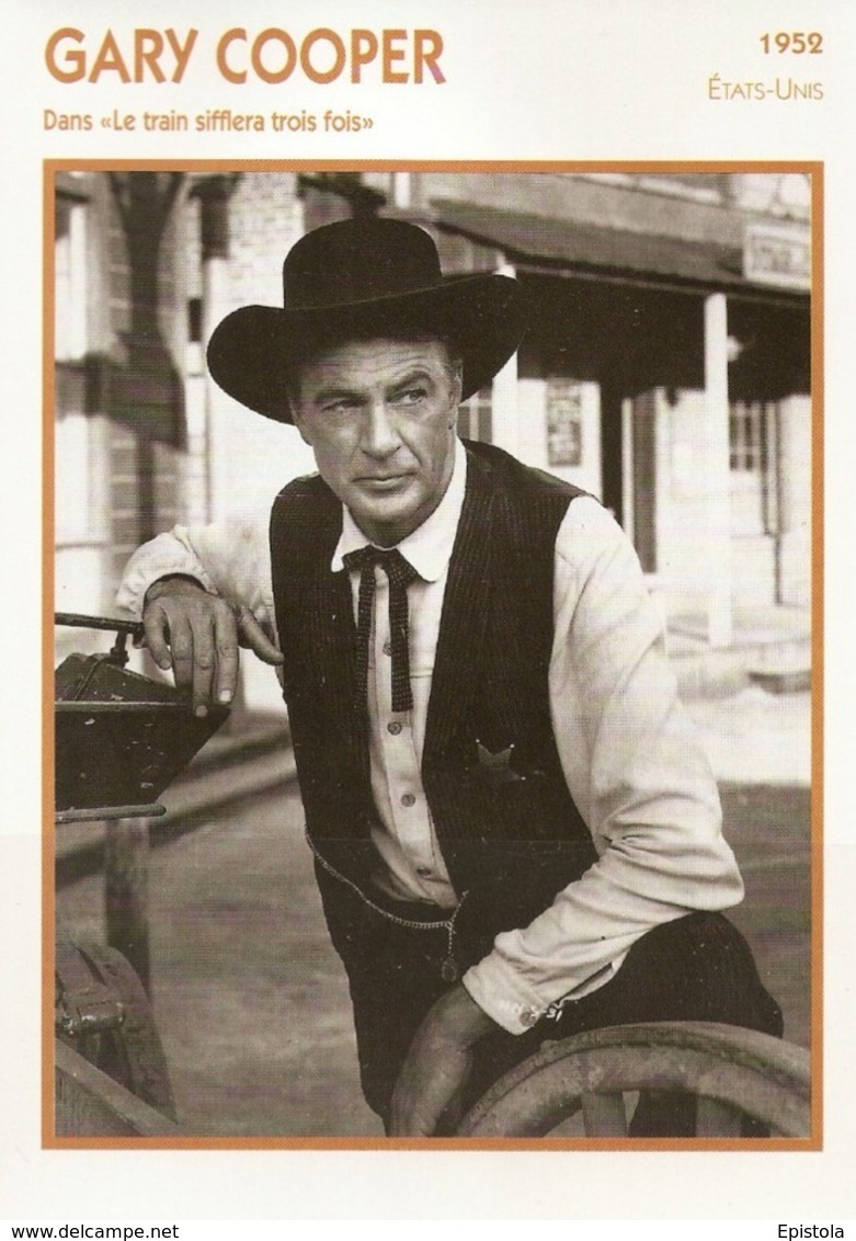 Gary COOPER  (High Noon) 1952  Fiche Portrait Star Cinéma - Filmographie - Photo Collection Edito Service - Fotos