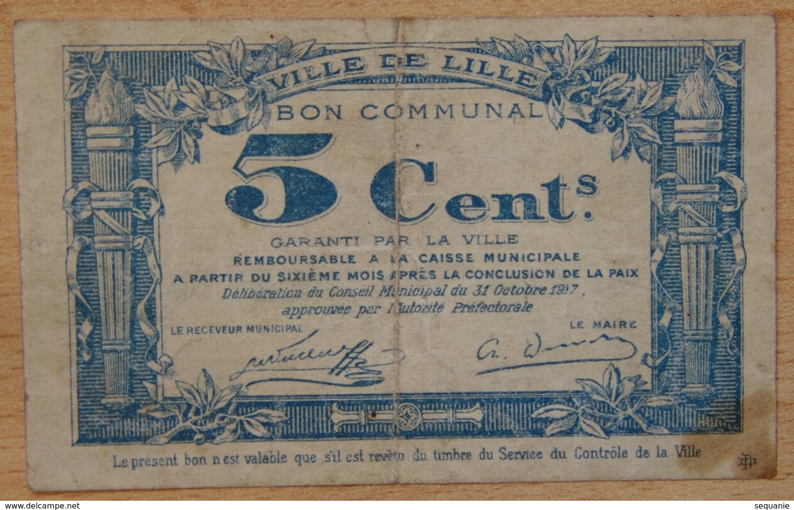 LILLE ( 59 ) Bon Communal 5 Centimes Lille 1917 Série A - Bons & Nécessité