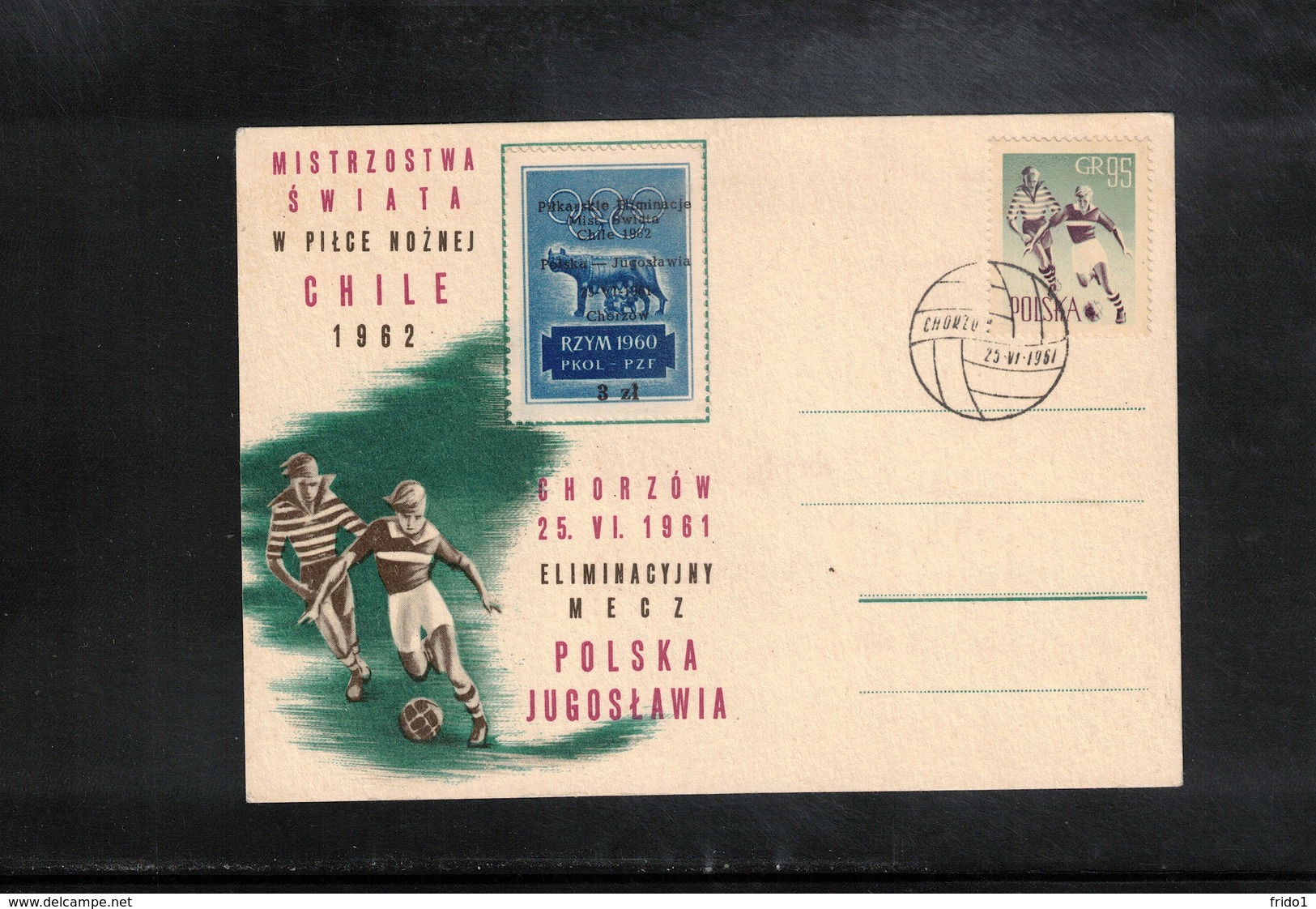 Poland / Polska 1961 World Football Cup Chile Qualification Match Poland - Yugoslavia Interesting Postcard Scarce - 1962 – Chile