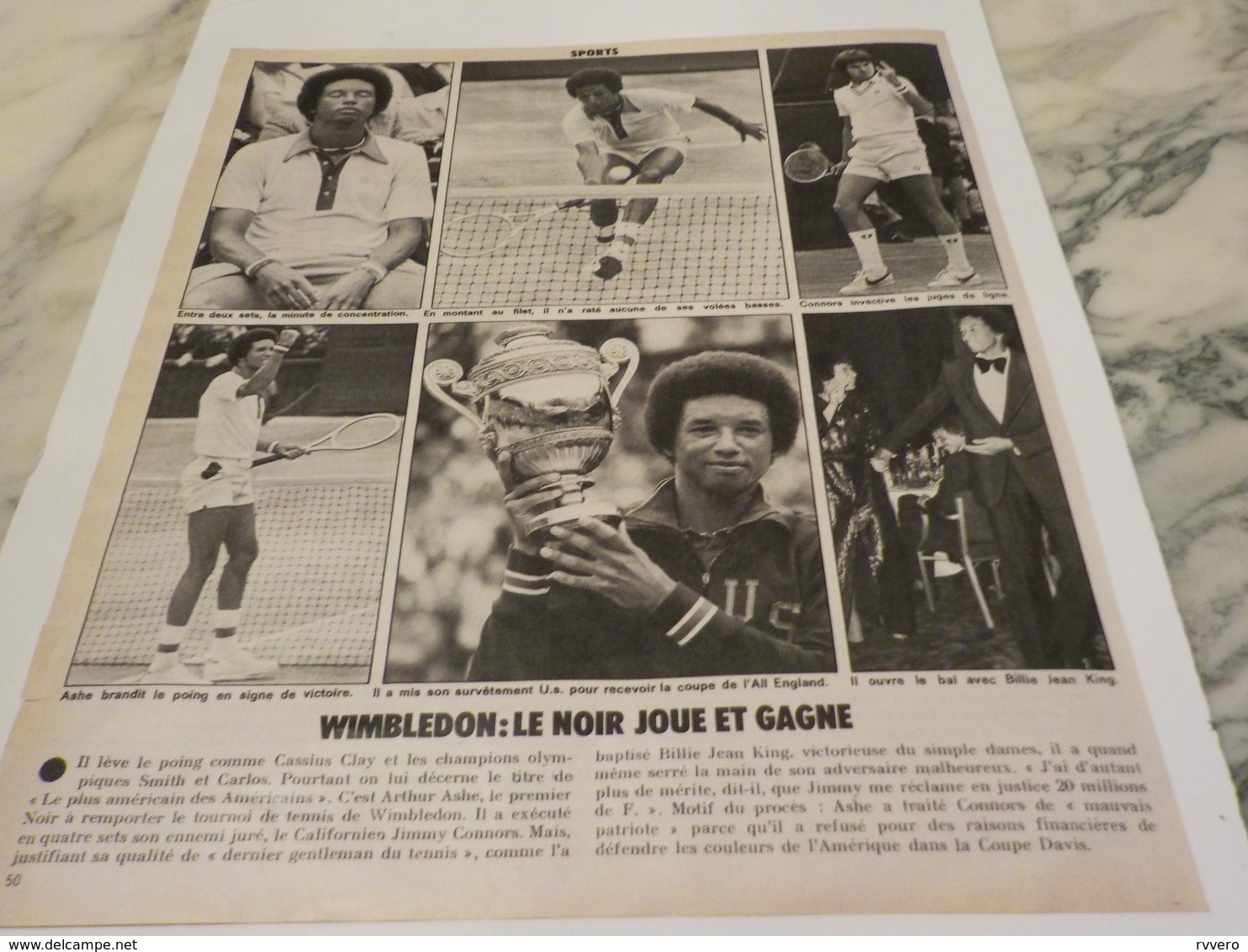 PHOTO WIMBLEDON LE NOIR JOUE ET GAGNE  1975 - Sonstige & Ohne Zuordnung