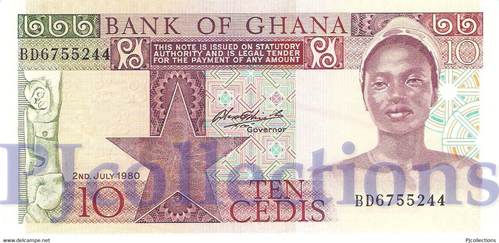 GHANA 10 CEDIS 1980 PICK 20c AUNC - Ghana