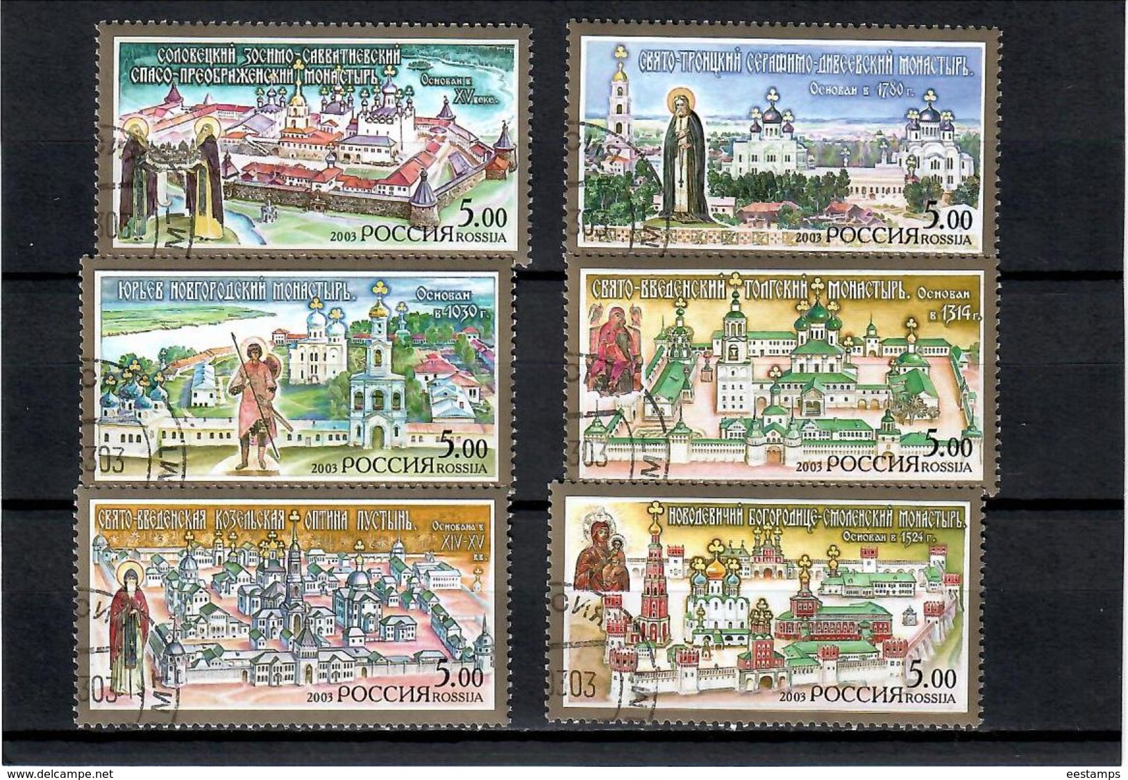 Russia 2003 . Monasteries 2003. 6v X 5.00. Michel # 1068-73  (oo) - Gebraucht